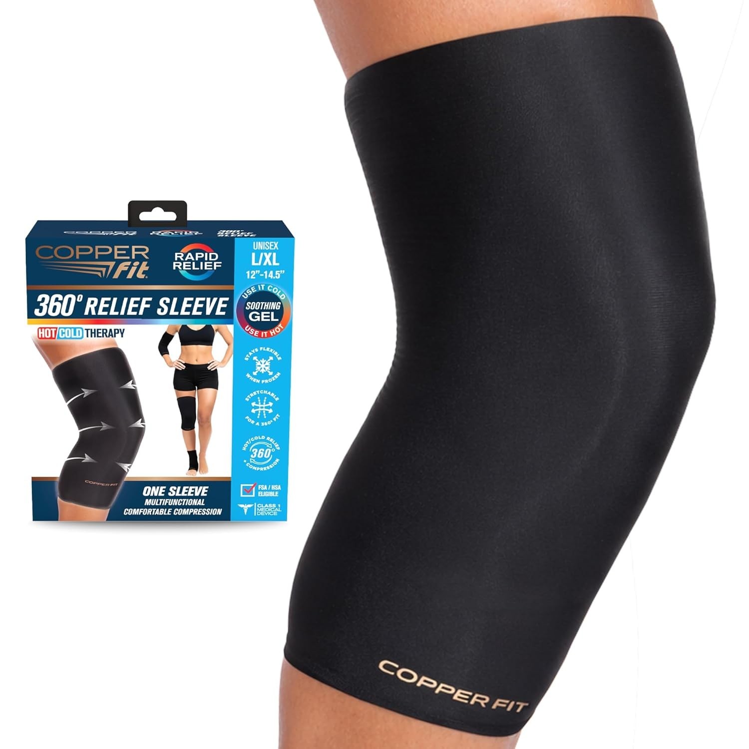 XX-Large Cold & Hot 360 Compression Sleeve for Knee, Elbow, Ankle, Wrist
