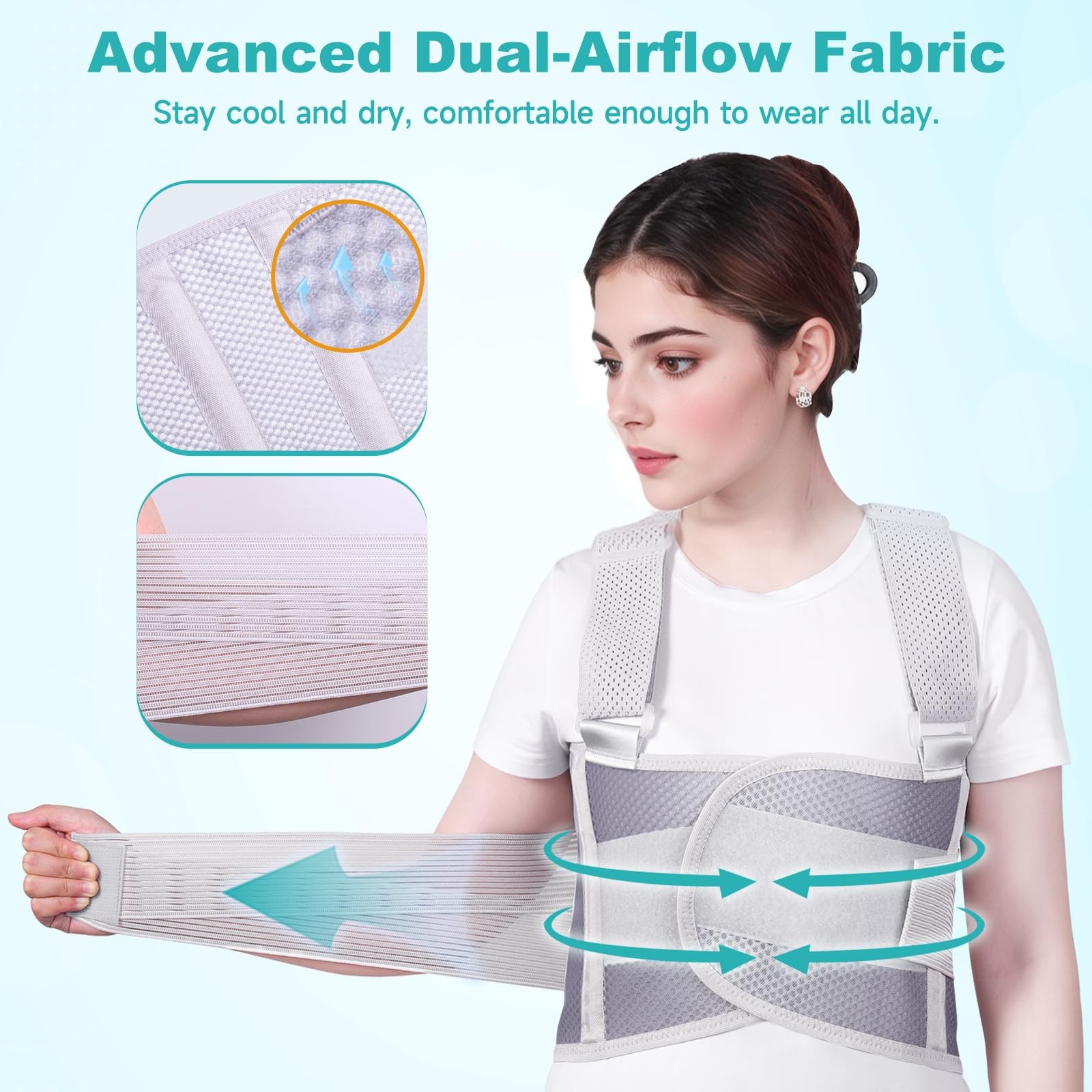 Adjustable Rib Sternum Support Brace Elastic Compression Wrap Grey