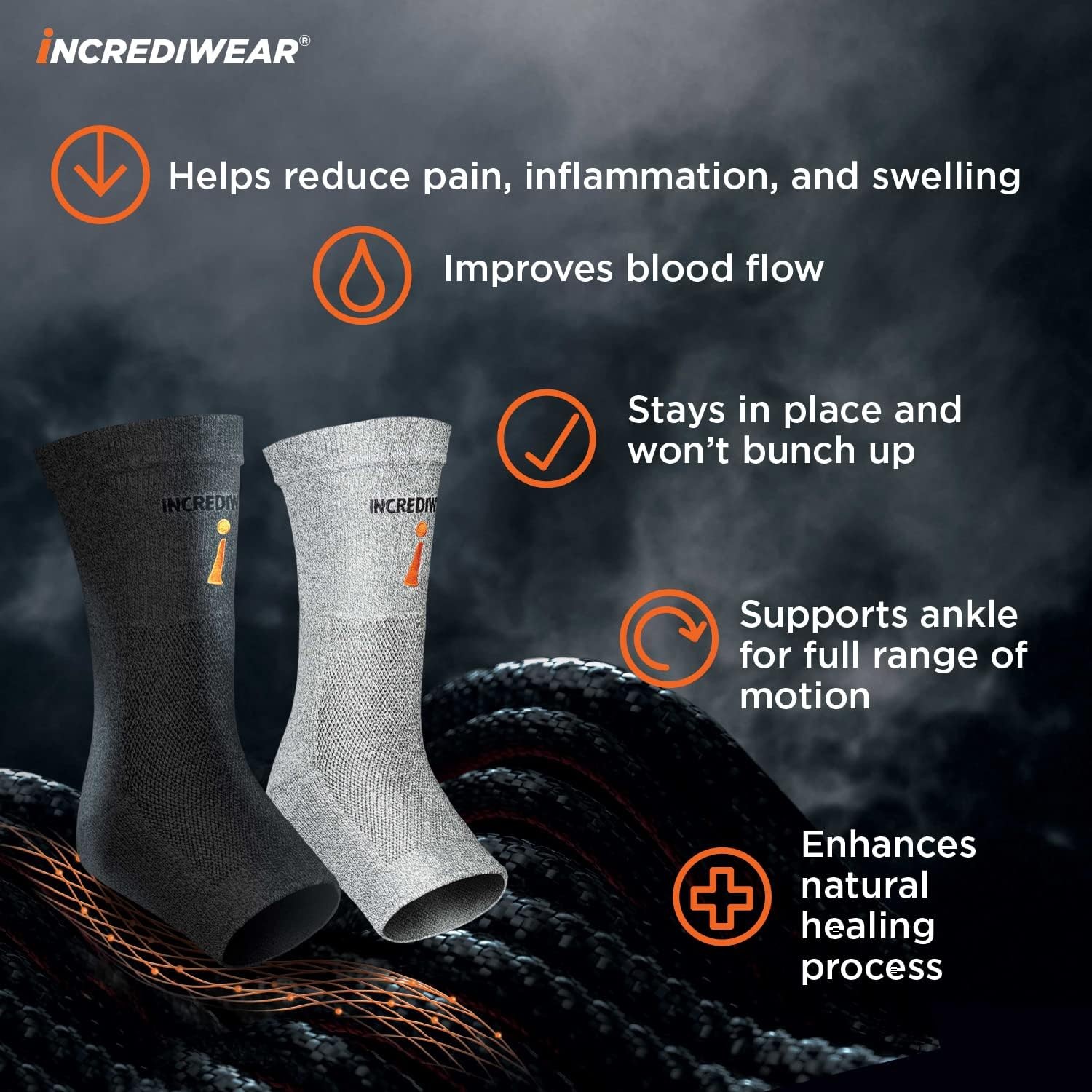 Incrediwear Ankle Sleeve – Brace for Joint Pain Large (Pack of 1), Grey