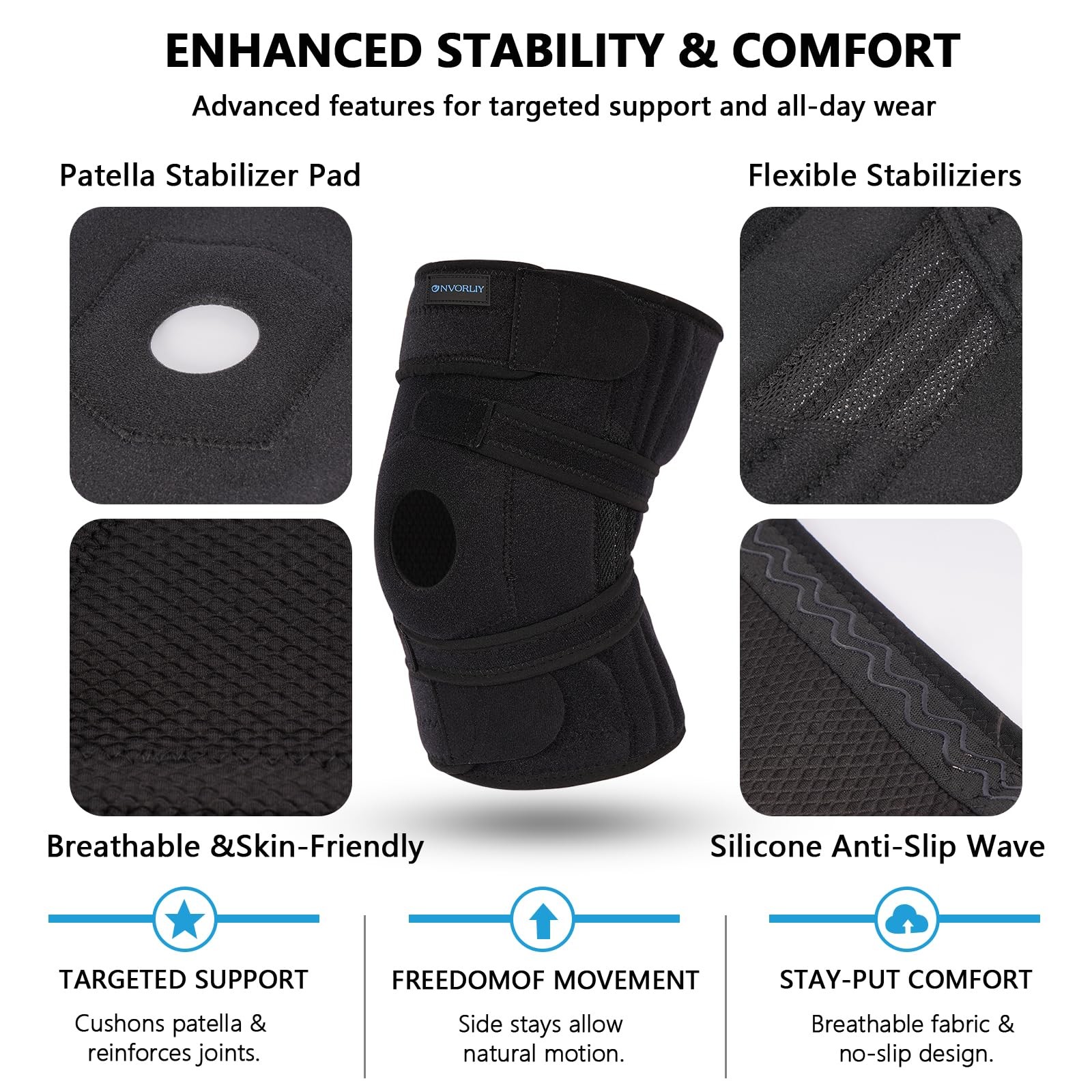 Knee Brace for Plus Size Men & Women (XL/2XL/3XL) – Extended Adjustable Suppo…