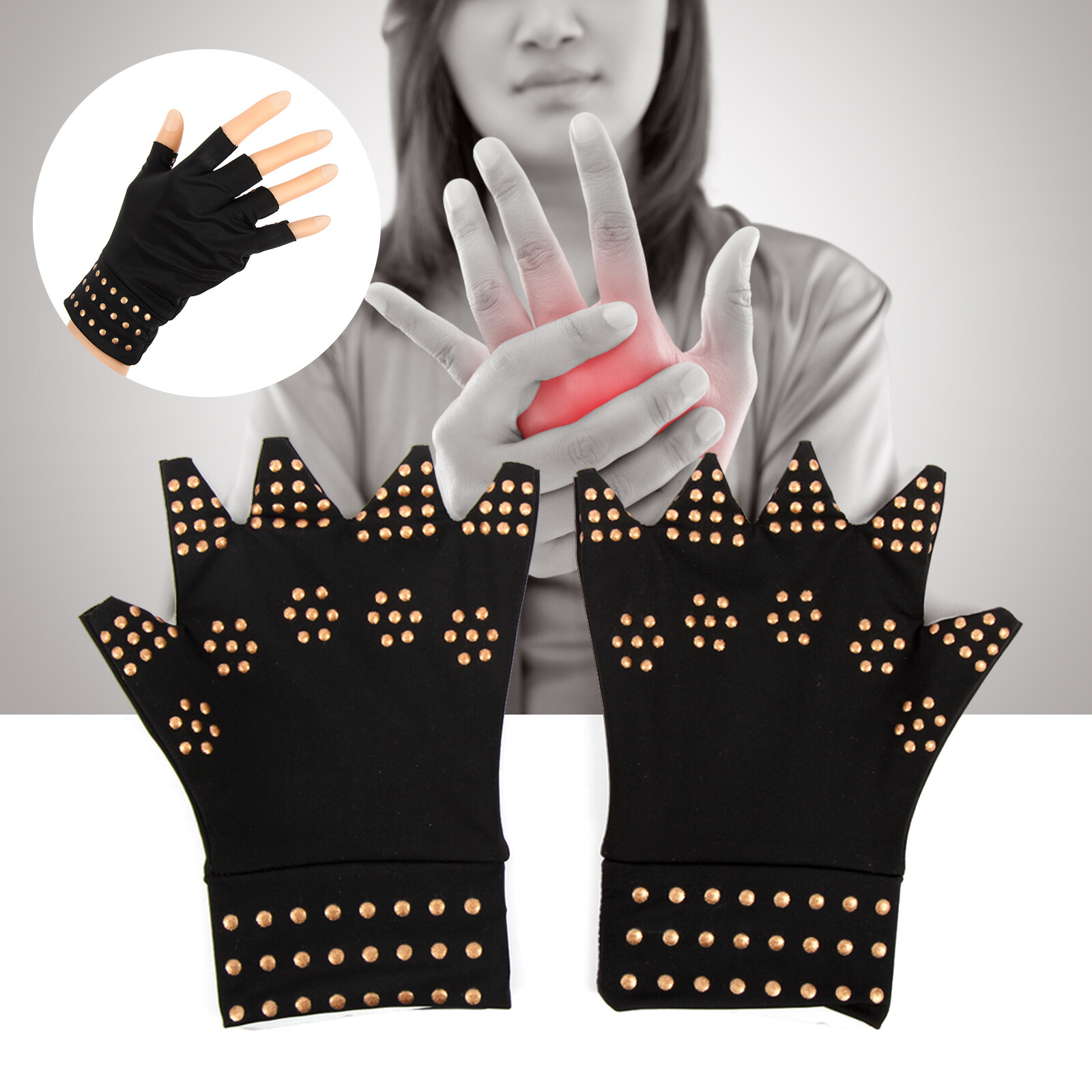 Copper Gloves CompressionMedical Arthritis Pain Relief Hand Support Brace Pairs