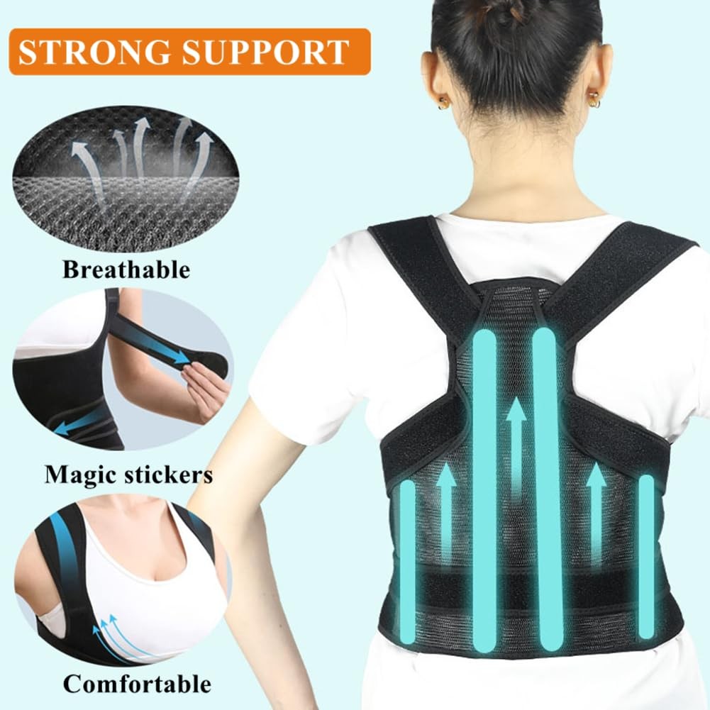 WEEOATAR Upper Back Support Posture Corrector Strap Trainer, M, Black
