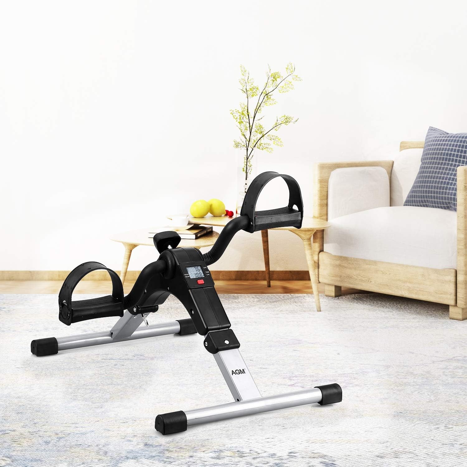 Folding Pedal Exerciser, Mini Under Desk Bike – 1 Count (Pack of 1), Silver