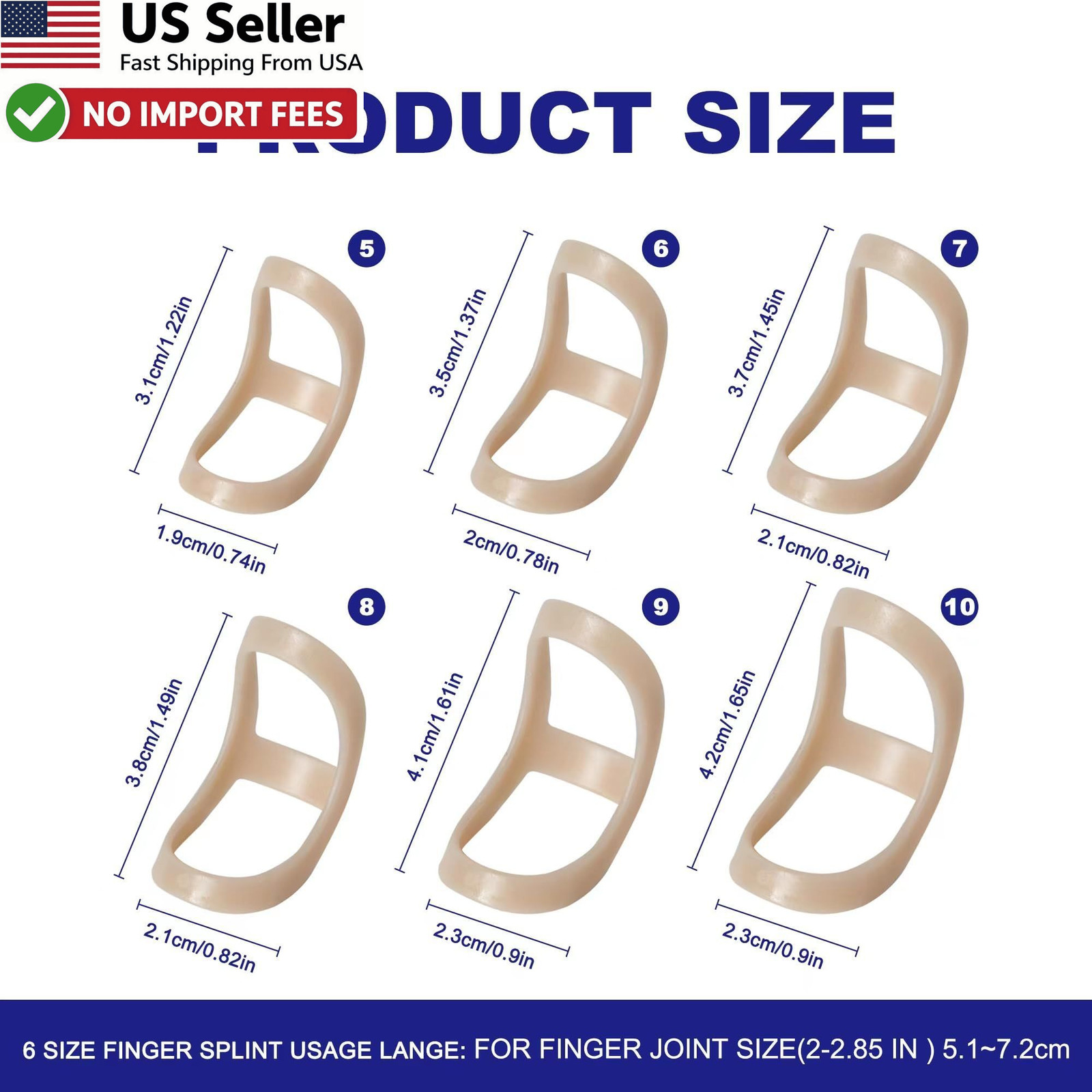 6 Pack Oval Finger Splints Waterproof Arthritis Trigger Mallet Finger Brace