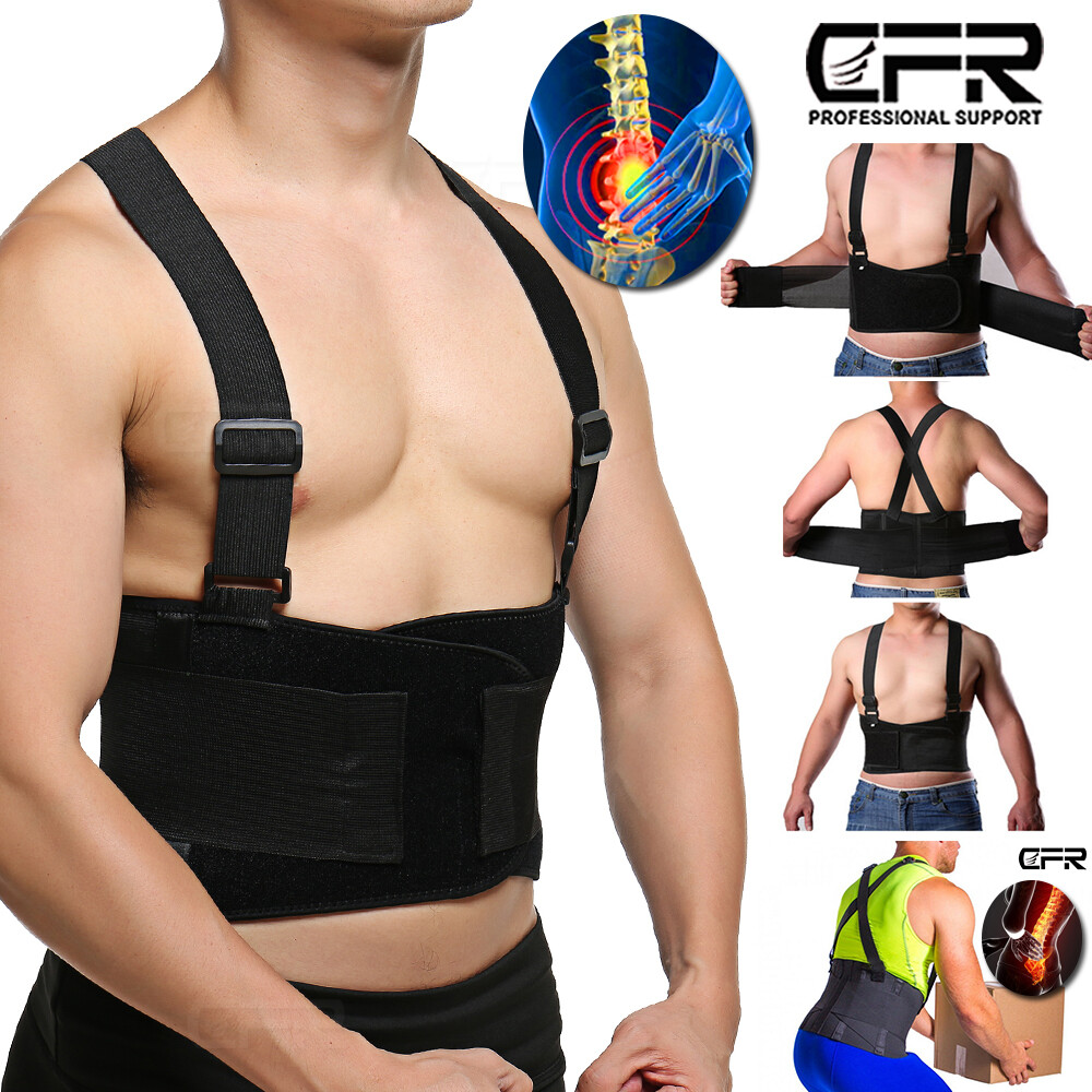 Adjustable Back Brace Lumbar Support Belt with Suspenders Heavy Duty Weight Lift