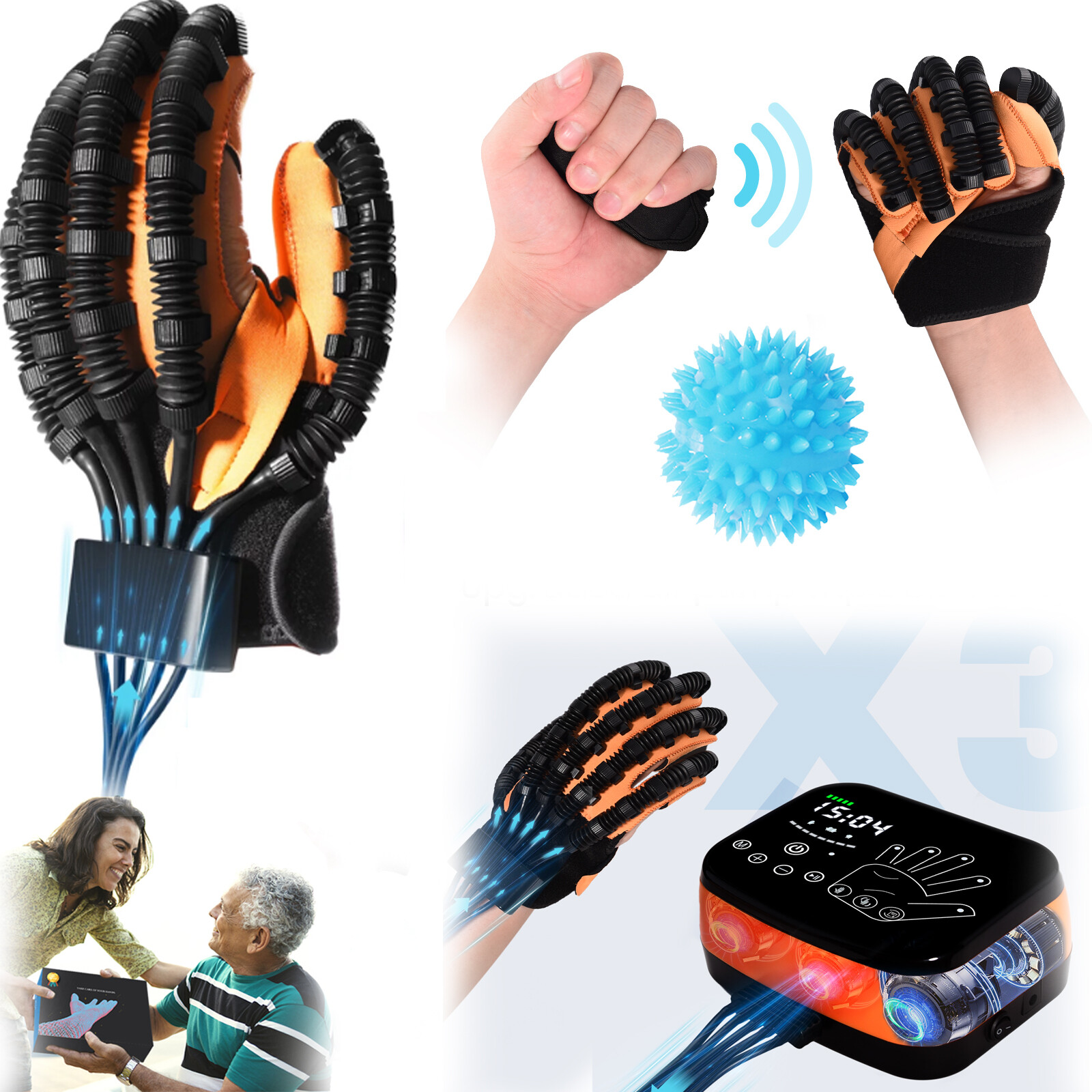 L Rehabilitation Robot Glove Hemiplegia Cerebral Training Finger Recovery, Left
