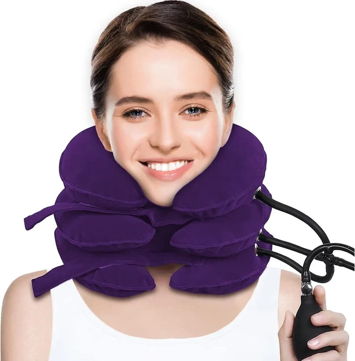 Cervical Traction Device Neck Stretcher Pain Relief Support Purple