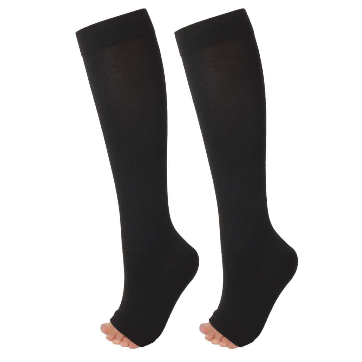 Men Women 15-20mmHg Open Toe Compression Socks Pain Relief Leg Foot Calf Support