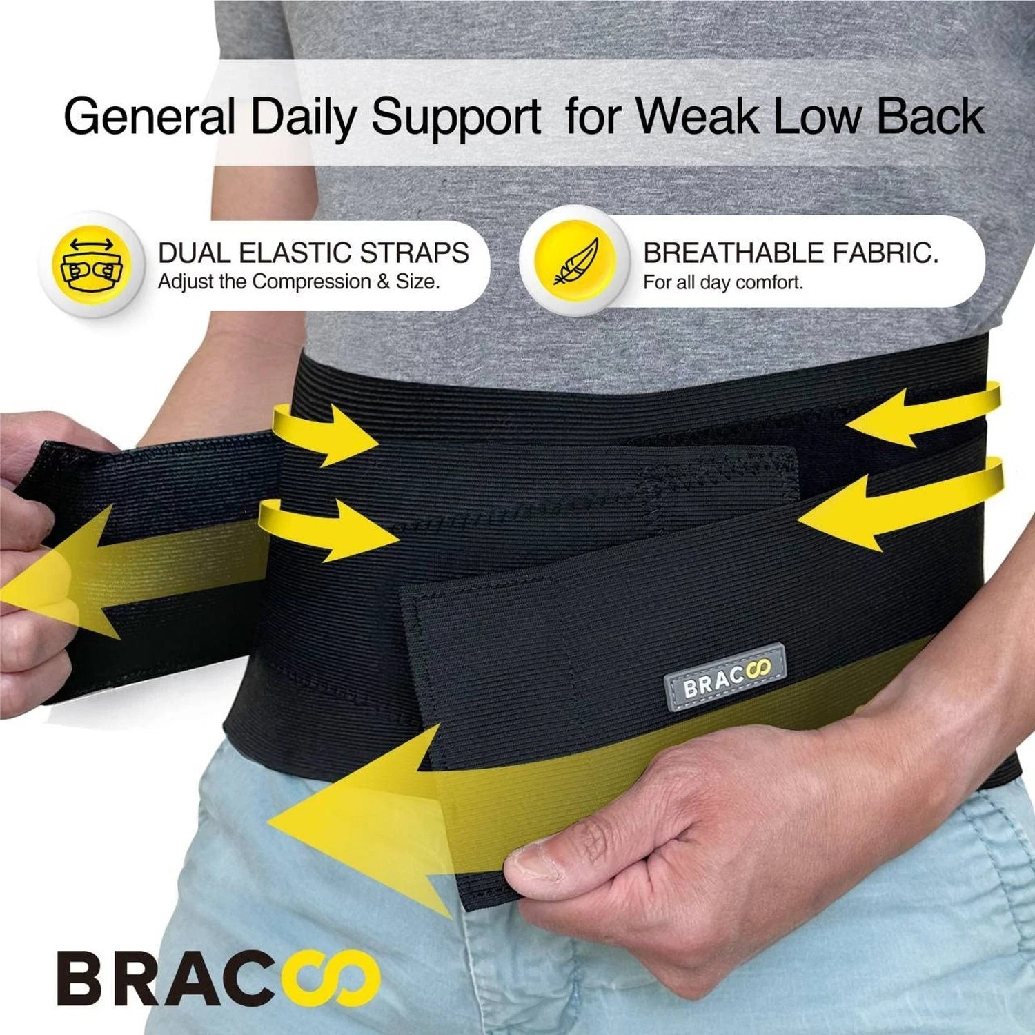 Bracoo Adjustable Back Brace, Back Pain Relief Support for Men and Women, Ide…