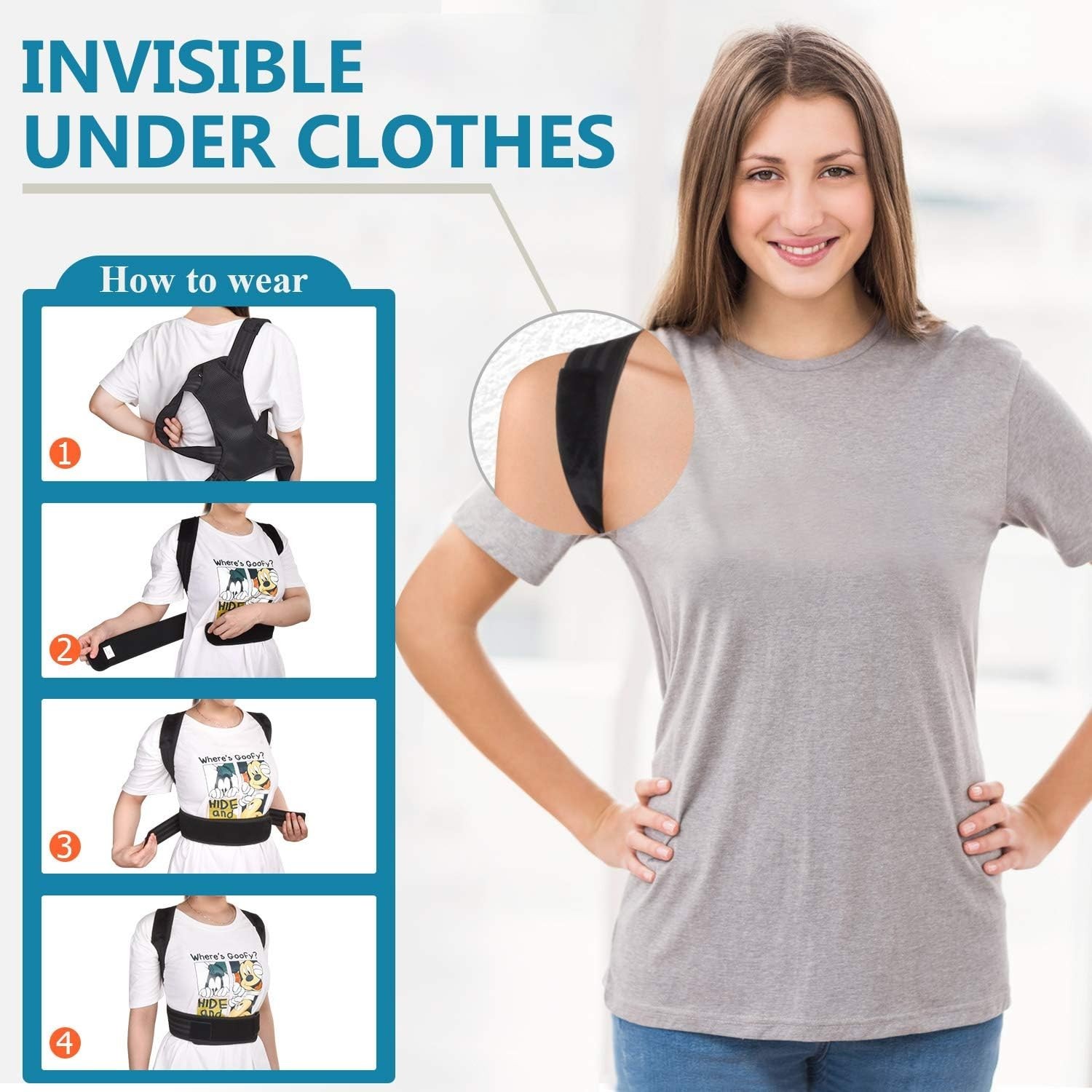 Back Straightener Posture Corrector, Women Men Kids Back Shoulder Neck Support