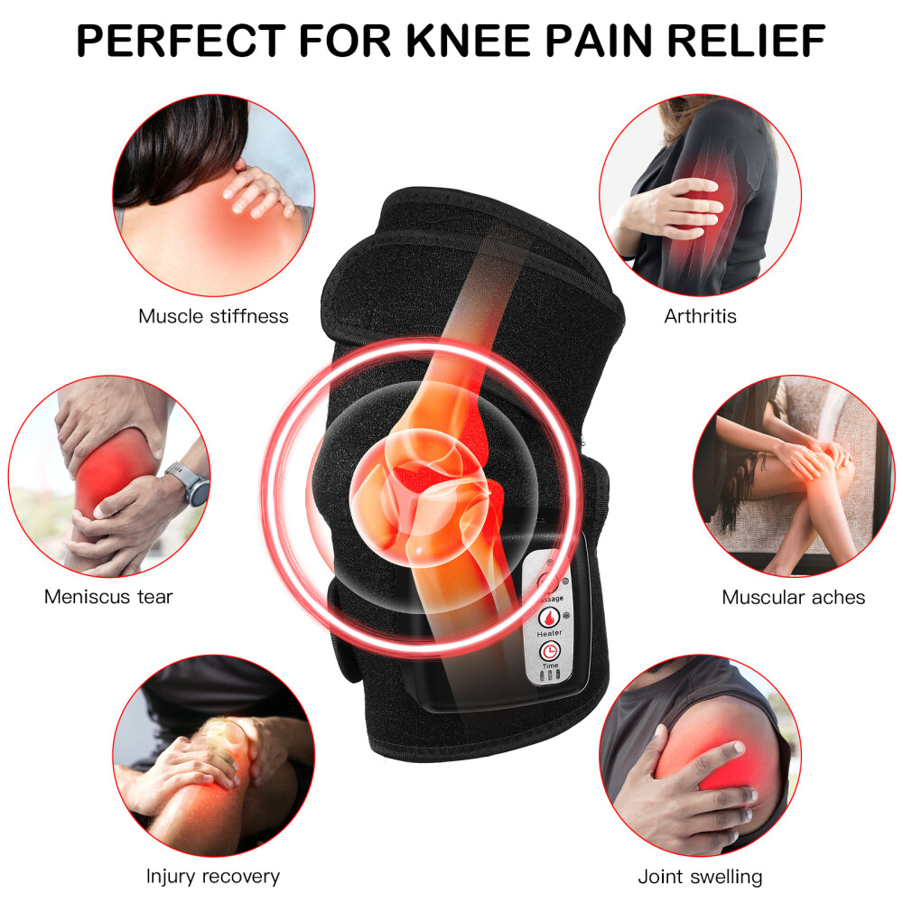 Electric Heating Vibration Knee Joint Pad Brace Massage Therapy Legs Massager US