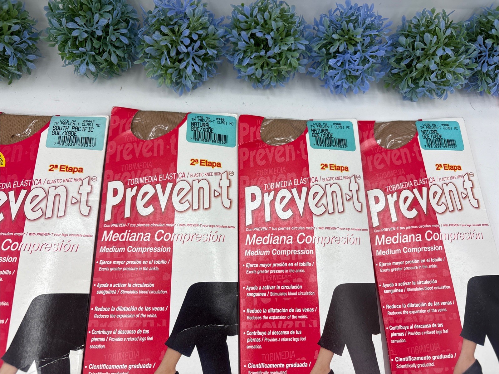 5 Lot Preven-t Elastic 4 Knee High And 1 Stocking Medium Compression Natural