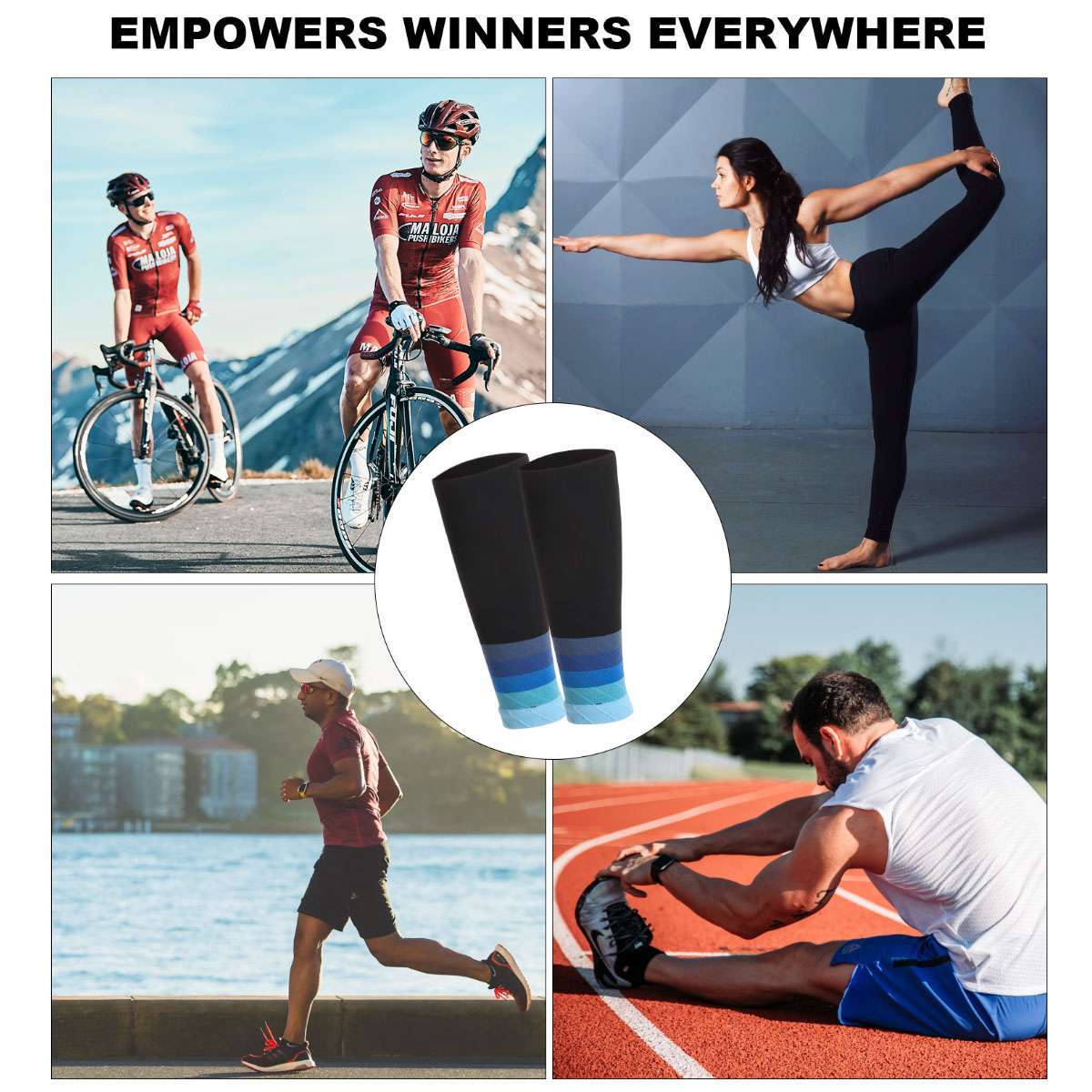 Calf Sleeves Leg Support Compression Socks Running Shin Splint Varicose Vein