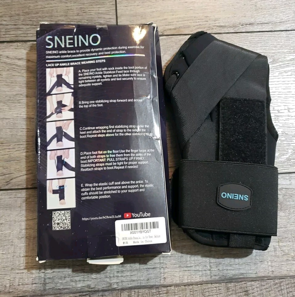 SNEINO Lace Up Adjustable Ankle Support Ankle Brace Sz M