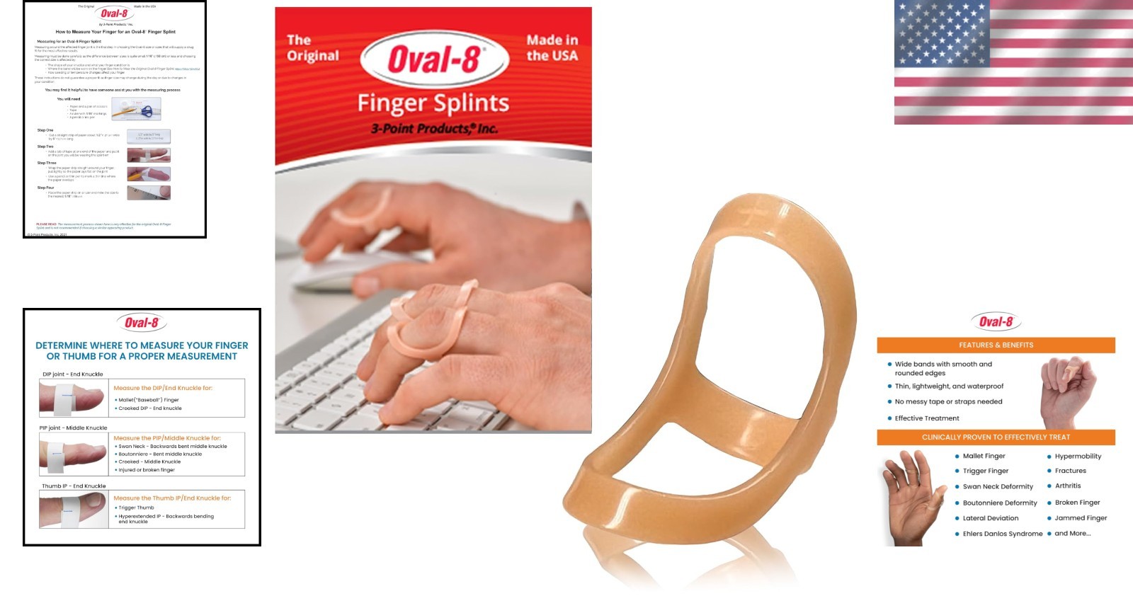 Lightweight Oval 8 Finger Splint Size 5 Beige for Arthritis and Mallet Finger