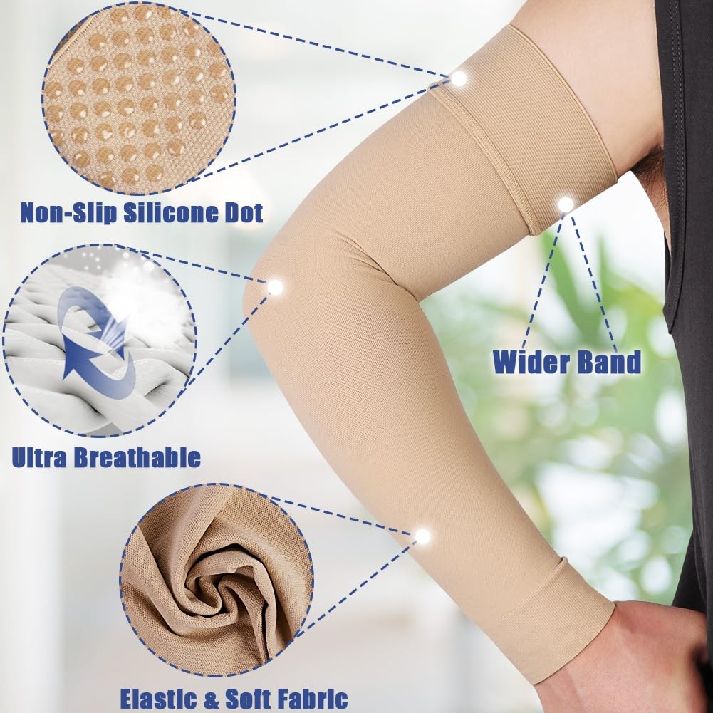 Compression Arm Sleeve for Men （Single）, 20-30 mmhg Full Arm for Pain , Lymph…