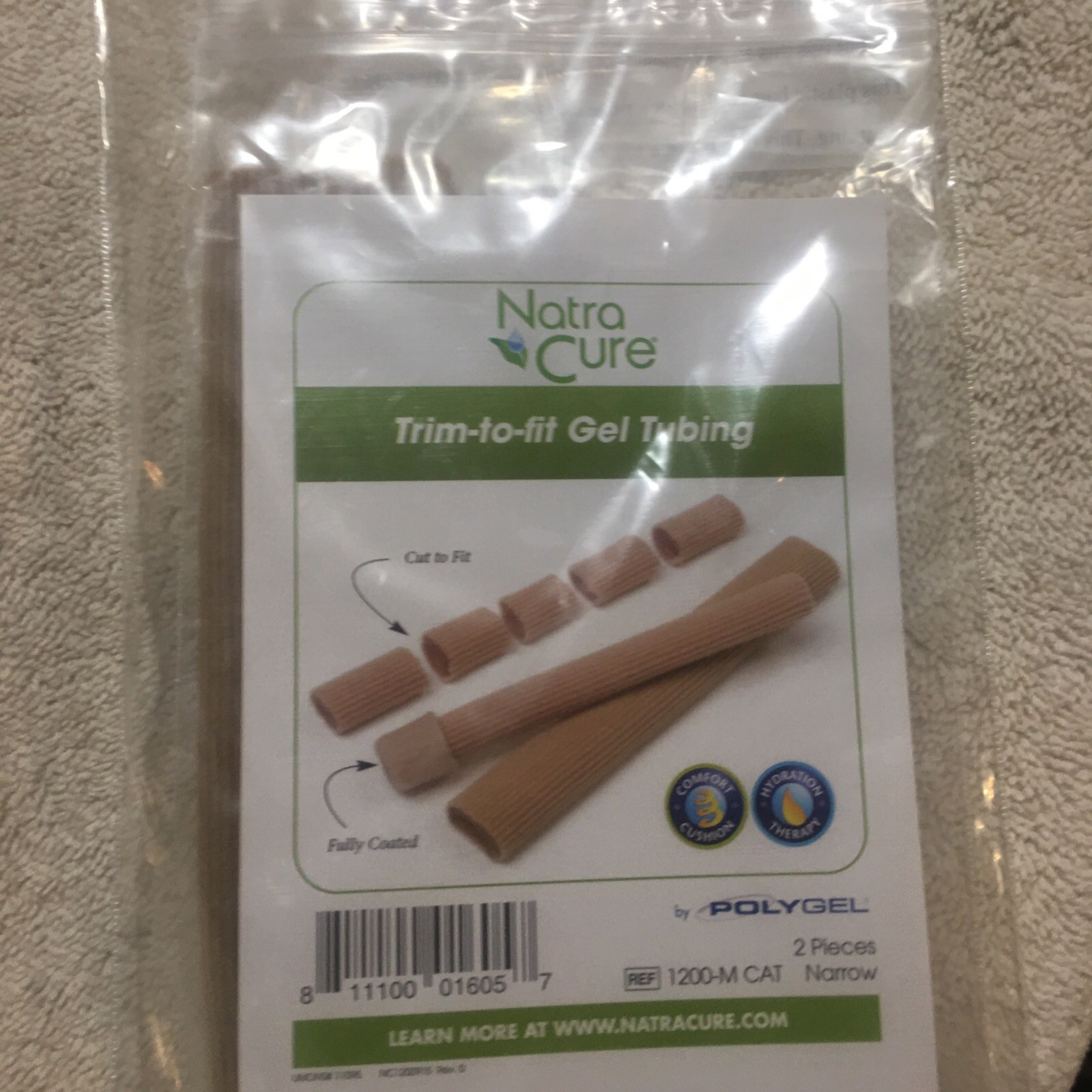 NatraCure Trim-to-Fit Gel Tubing absorbs pressure & friction help ease Pain