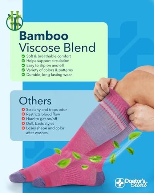 Doctor’s Select Bamboo Viscose Light Compression Medium Stripes Set B – 3 Pairs