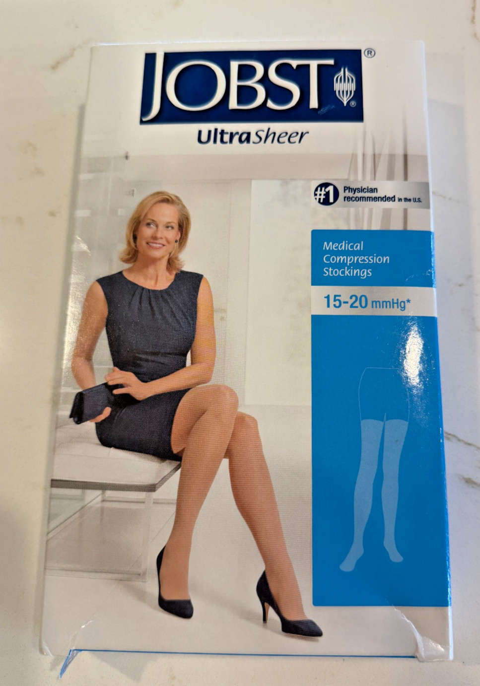 2 Pr JOBST Women’s Ultrasheer Knee CT 15-20 mmHg Small | Classic Black & Natural