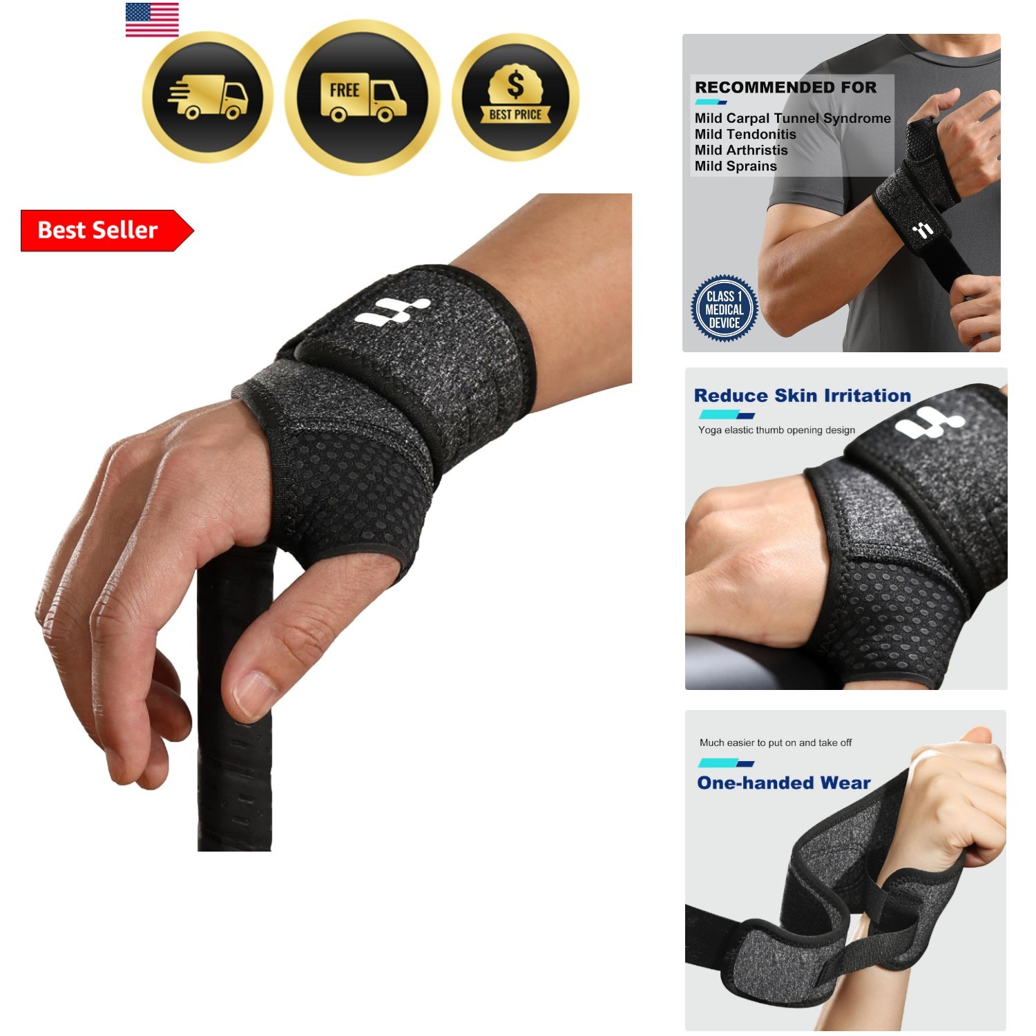 Wrist Brace with Soft Thumb Opening for Mild Carpal Tunnel Tendonitis Arthrit…