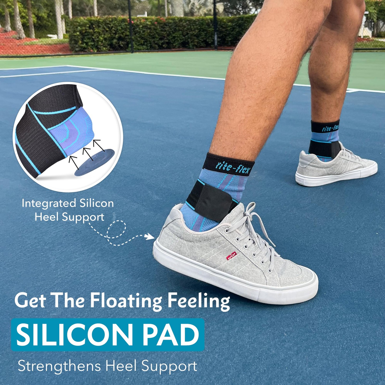 3in1 Ankle Compression Sleeve Silicone Heel Pad Brace Sprains Small 1 PCS