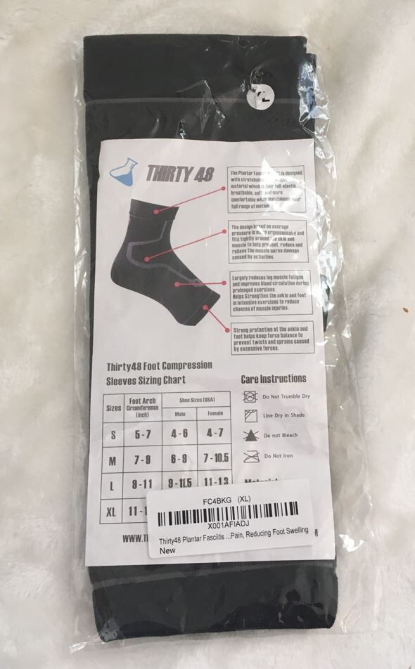 Thirty 48 Black Plantar Fasciitis Socks XL NEW NIP Reduces Pain Swelling