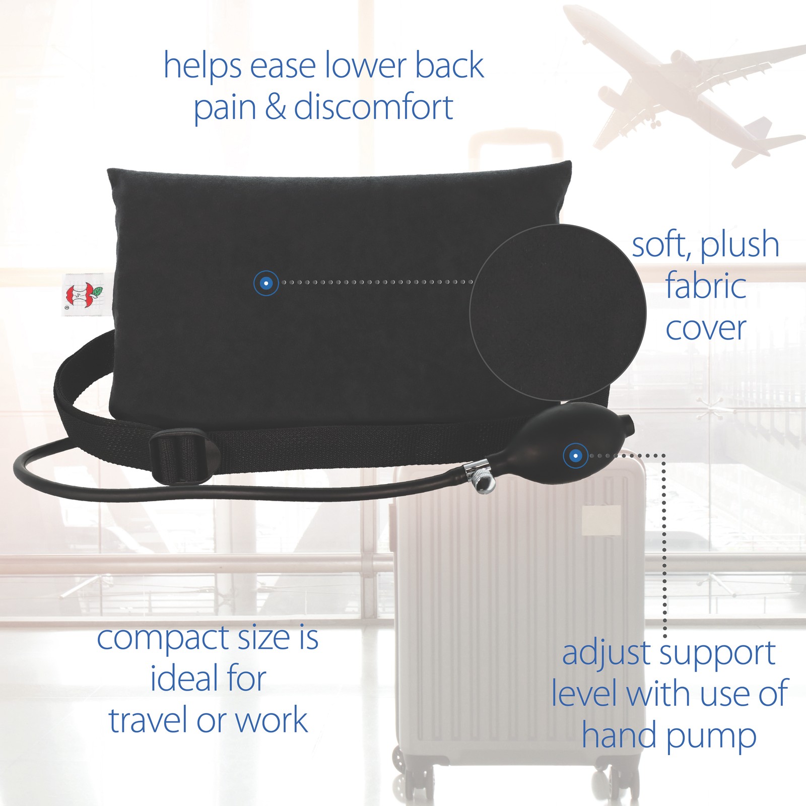 Core Products Small Inflatable Lumbar Cushion, Black