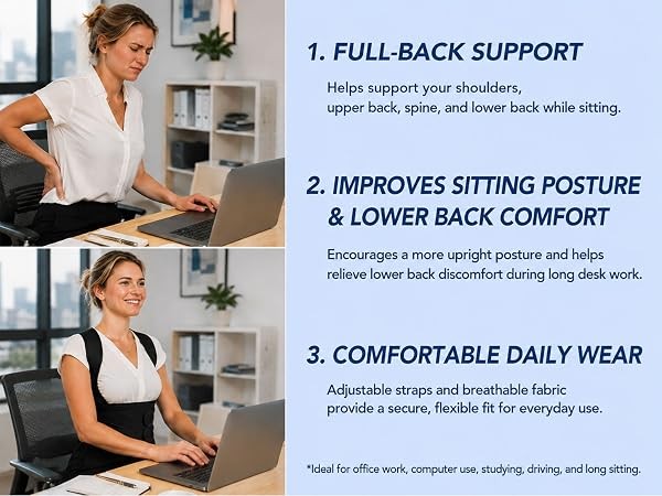 Posture Corrector Back Brace Full Support Shoulder Straightener Men Women XS-3XL