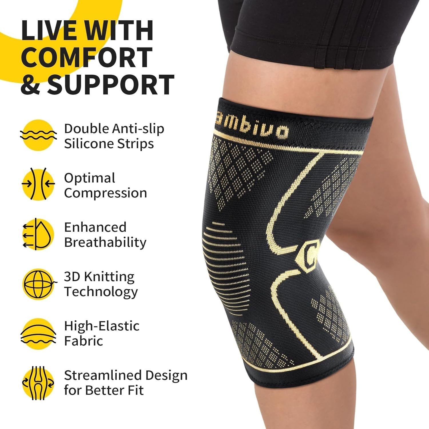 2 Pack Copper Knee Braces for Knee Pain, Knee Compression Sleeve for Men and …