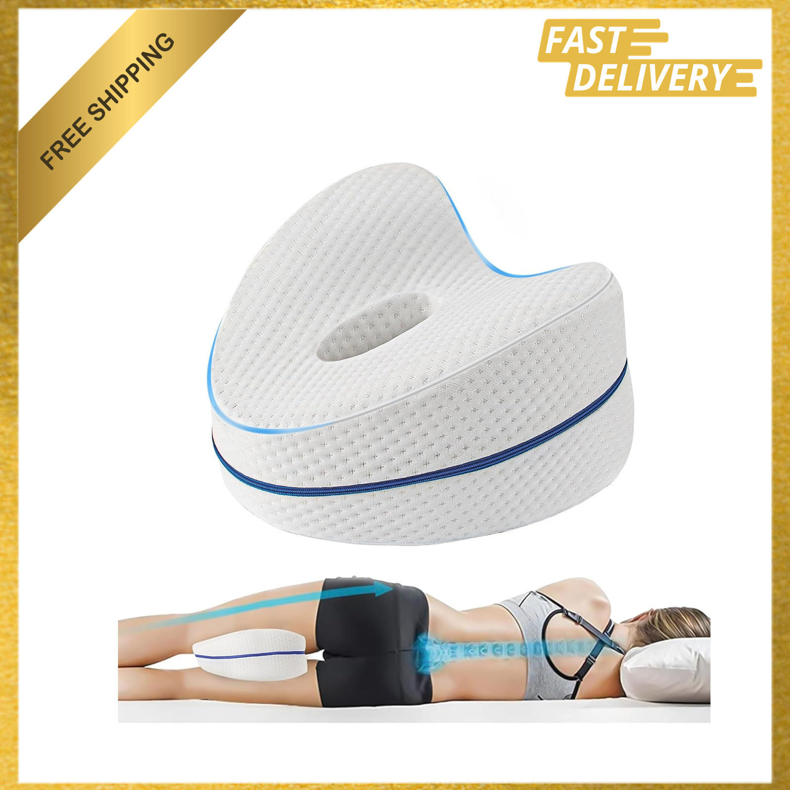 Knee Pillow for Sleeping Memory Foam Cushion for Back Pain Knee Relief Body