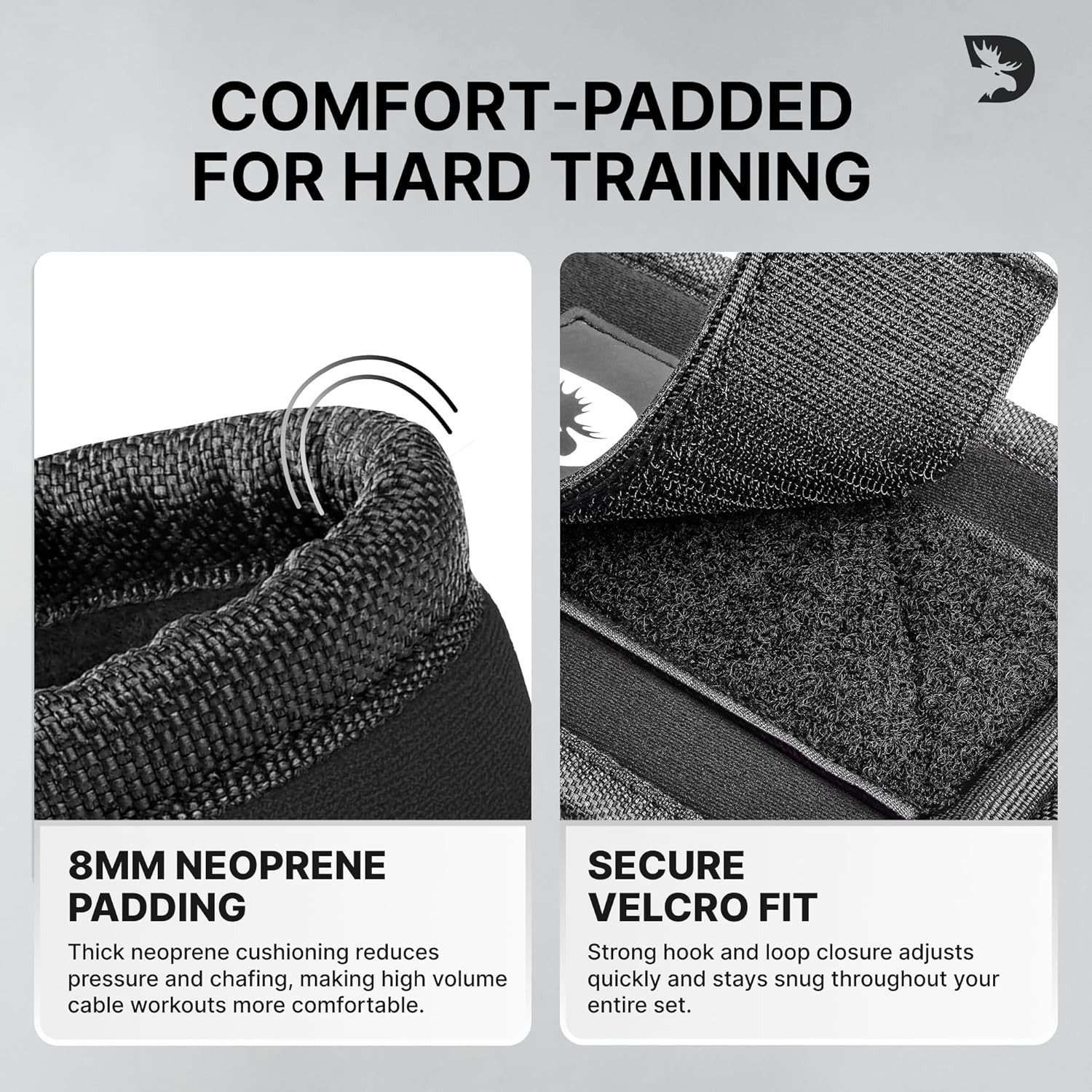 Black Neoprene Ankle Strap for Cable Machine, One Size, for Glutes & Legs