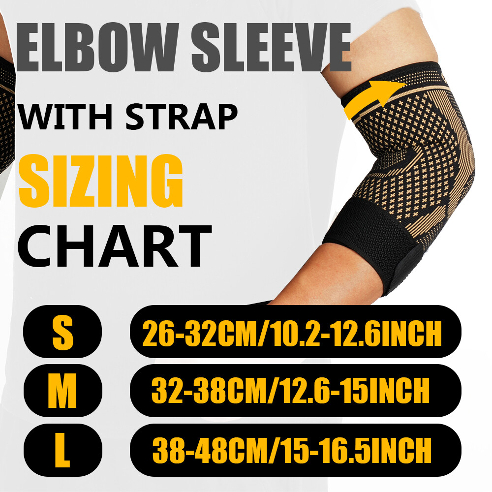 Copper Elbow Brace Support Compression Arm Sleeve Sports Tennis Joint Pain Strap
