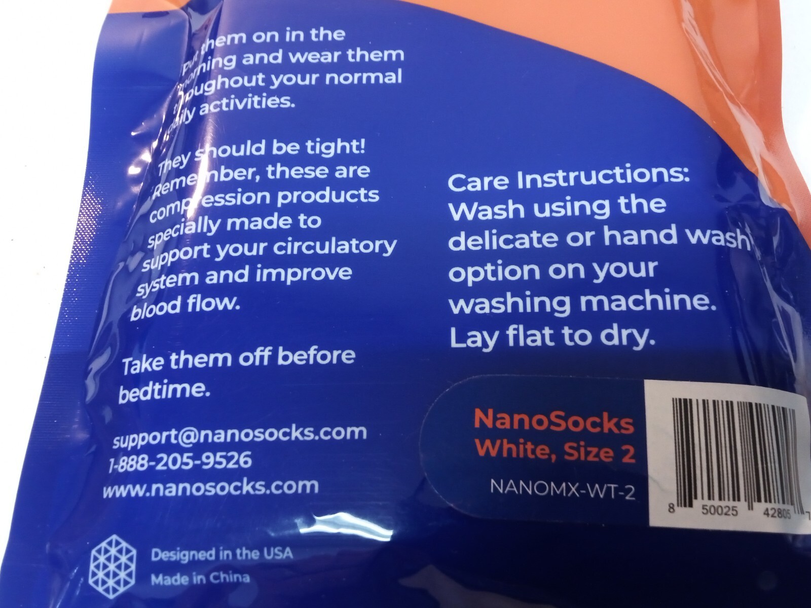 Nanosocks 3D Nano-Weave Technology White Compression Socks Size 2 NANOMX-WT-2