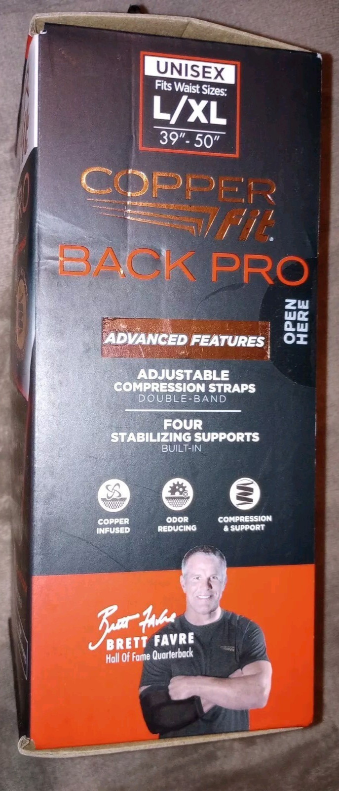 NIB Copper Fit Back Pro Compression Support Belt w/ Straps L/ XL 39″-50″ Waist
