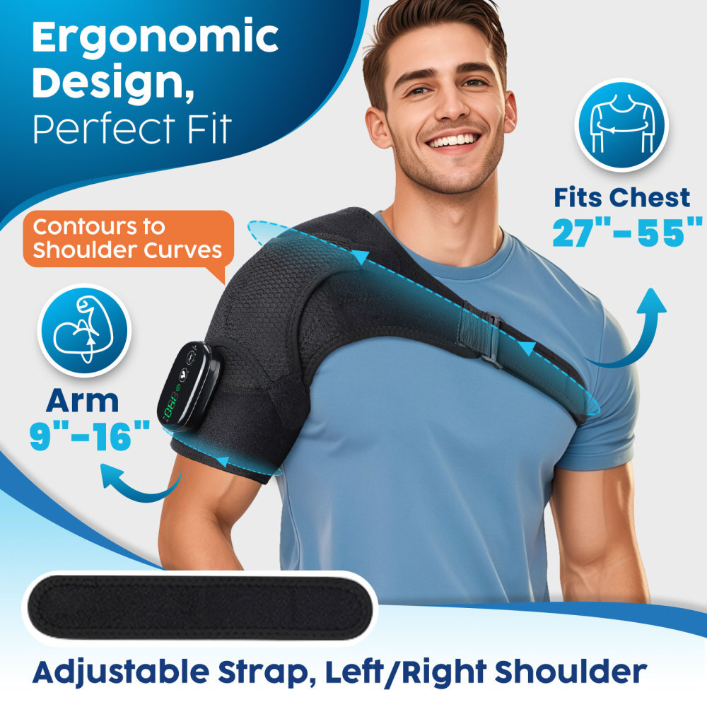 Electric Heated Shoulder Brace Massager Rotator Cuff Support Compression Wrap US