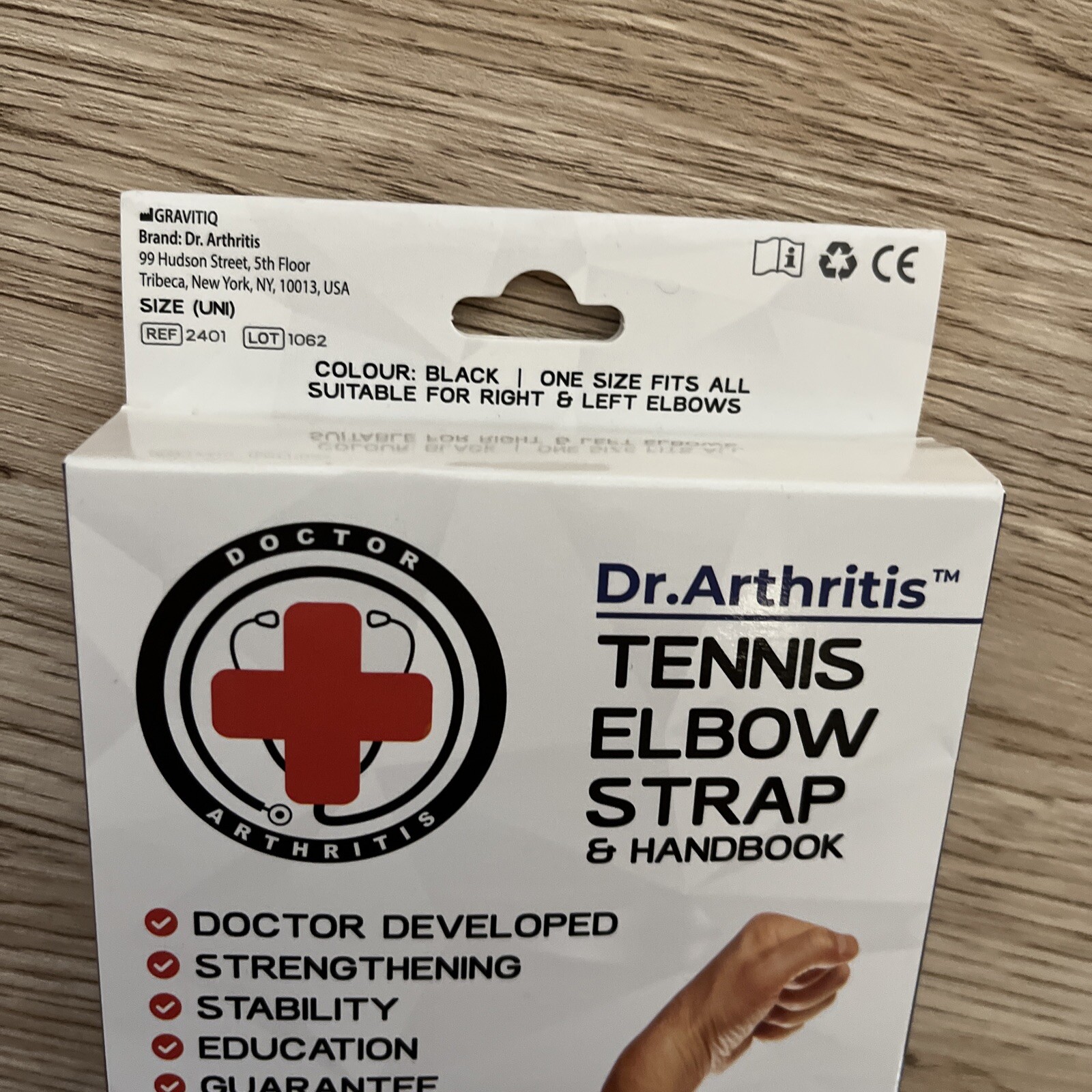 Tennis Elbow Brace & Golfers Elbow Band One Size Fits All Black NEW