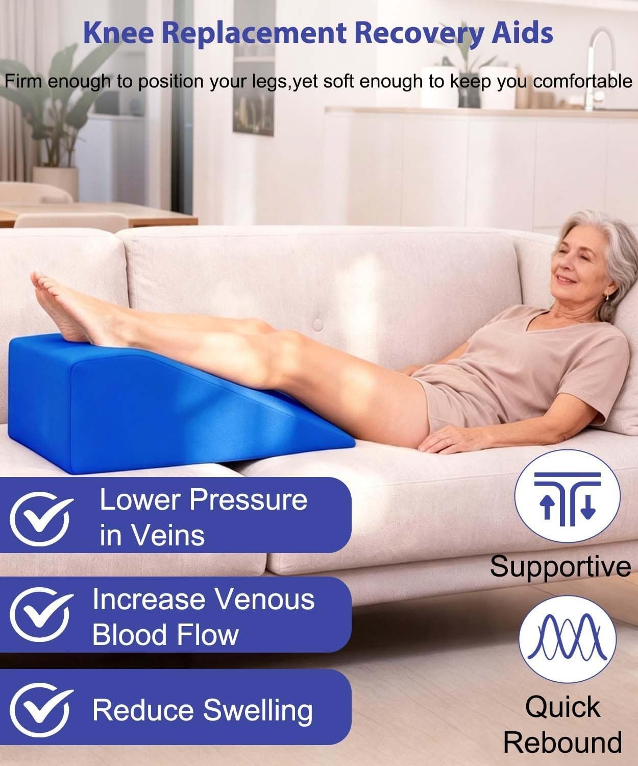 High-Density Foam Knee Surgery Pillow – Breathable, Removable Cover for Recovery
