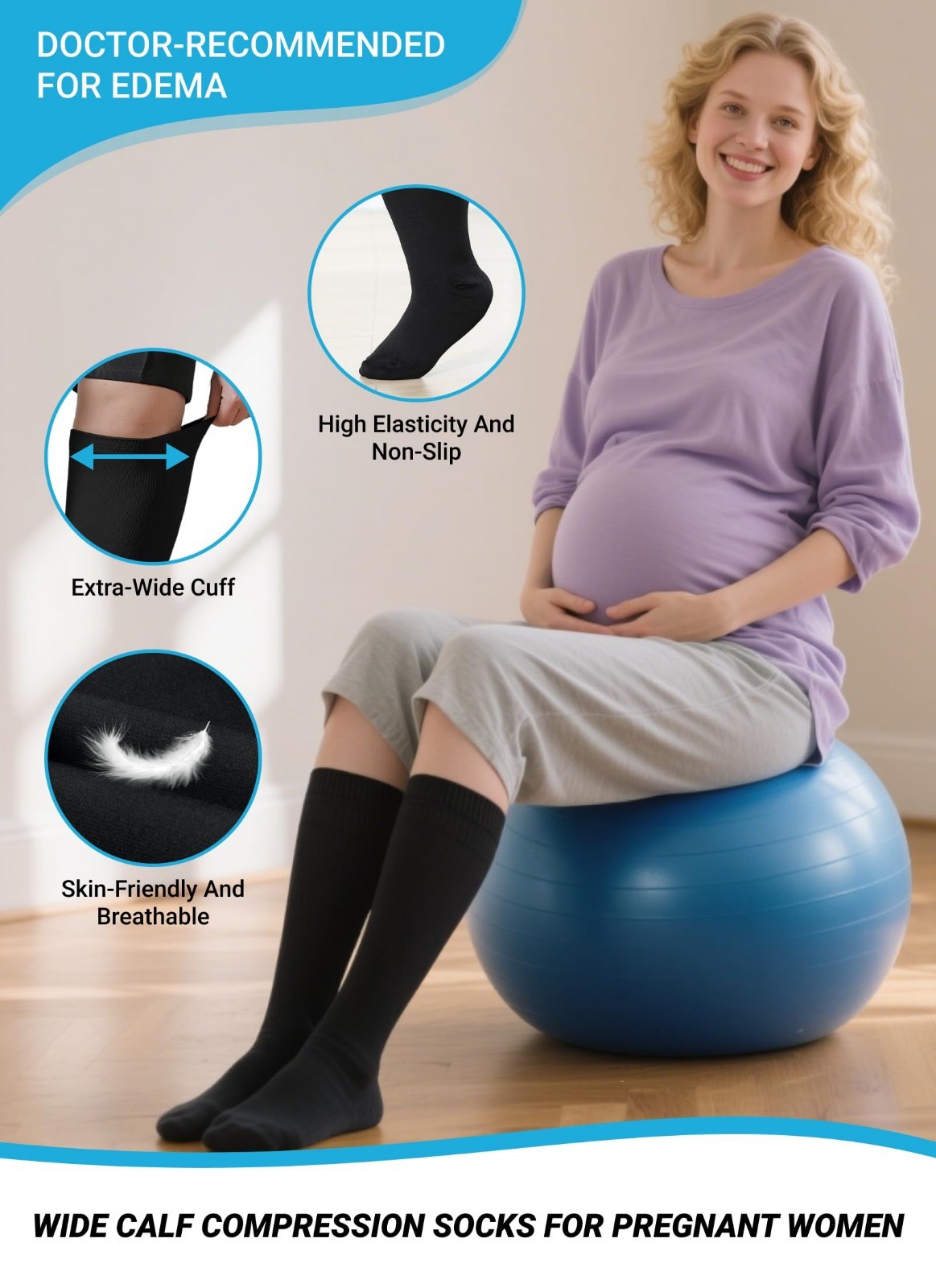6 Pairs Wide Calf Compression Socks 20-30mmHg for Men & Women, Extra Support for