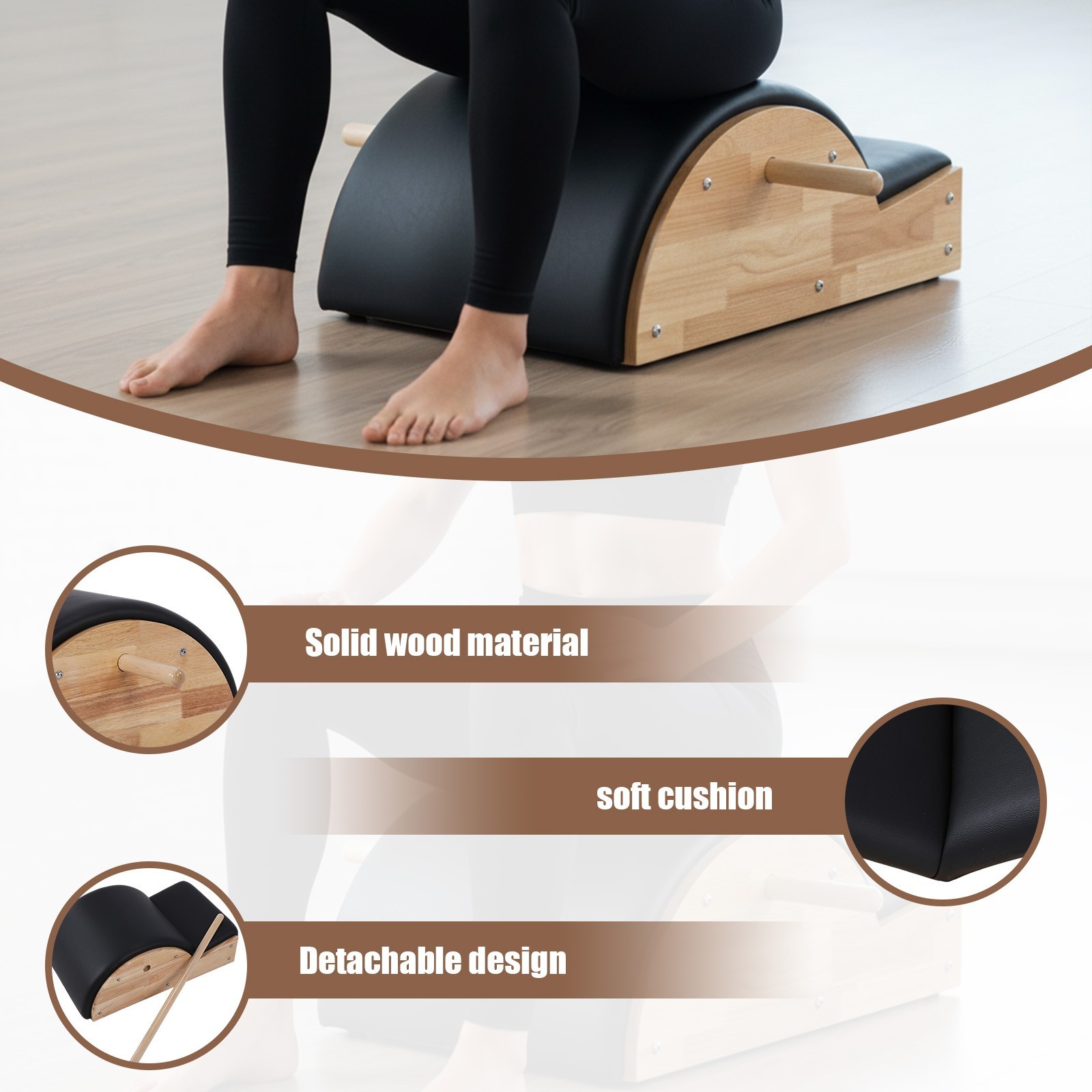 Pilates Spine Corrector Solid Wood Posture Corrector Reformer Wedge Fitness Pila