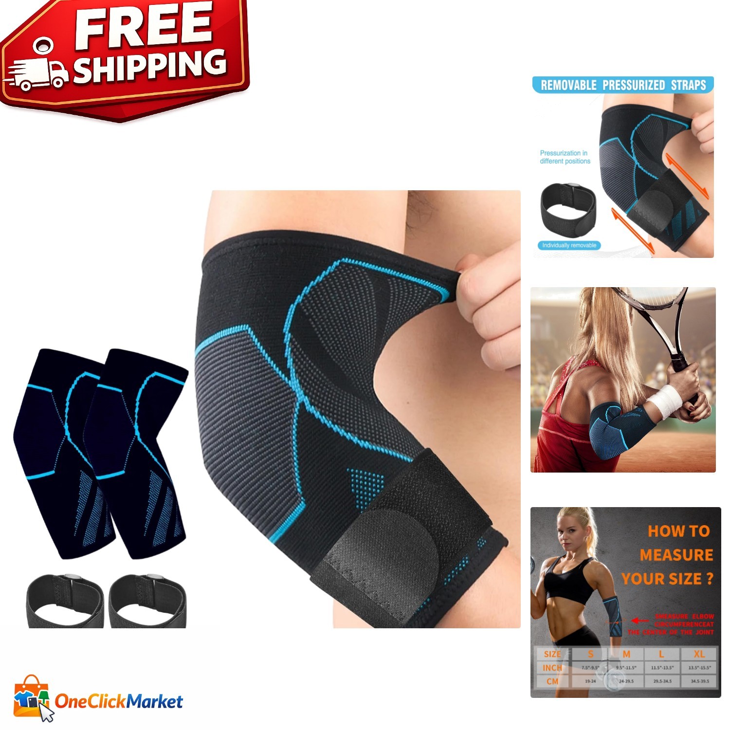 Elbow Brace for Tendonitis Tennis Elbow Support 2 Pack Pain Relief Arm Band