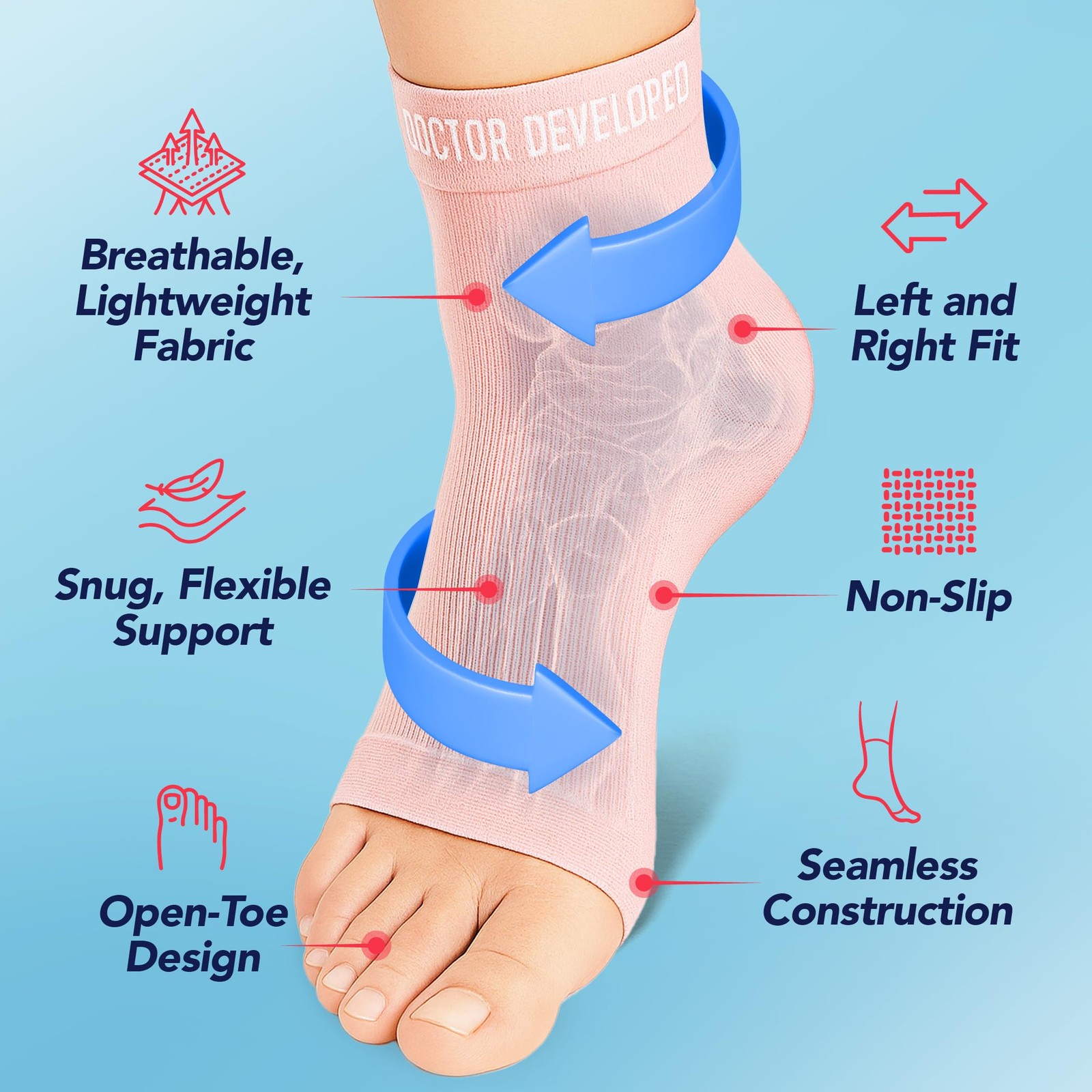 Dr. Arthritis Foot & Ankle Brace Socks for Sprained XX-Large, Pink