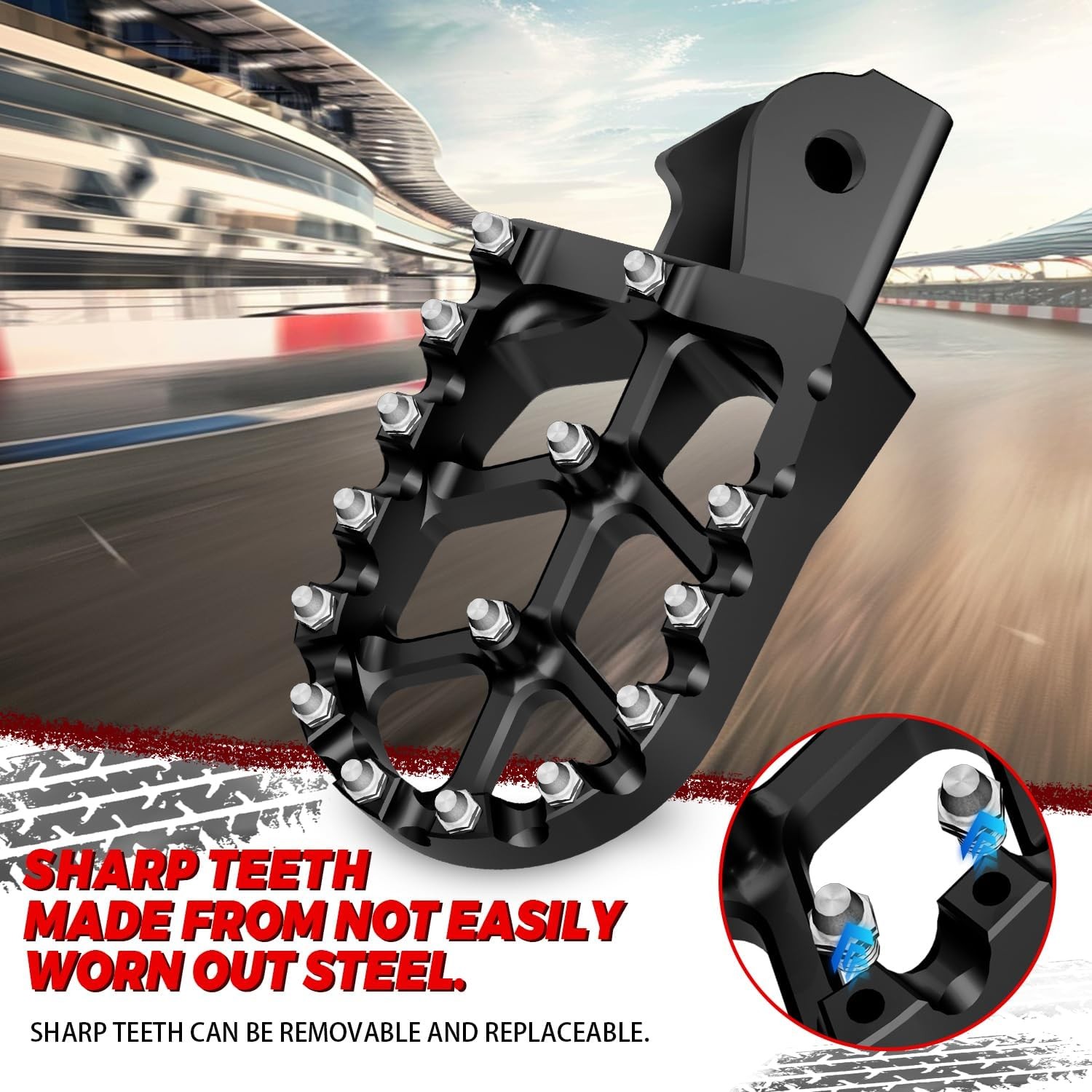 JFG RACING Dirt Bike Foot Pegs with Springs,7075 Aluminum CNC Footpegs Pedals Re