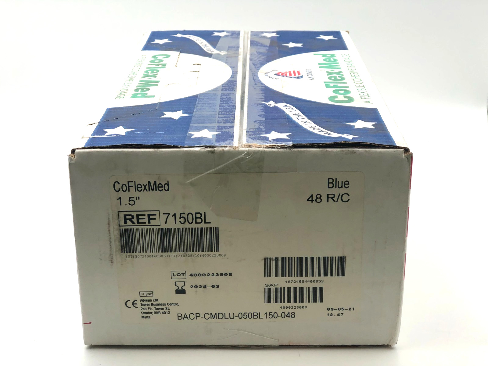 Coflex 1.5″ Self-Adherent Bandage Blue 48 Rolls Cohesive Wrap Medical NEW