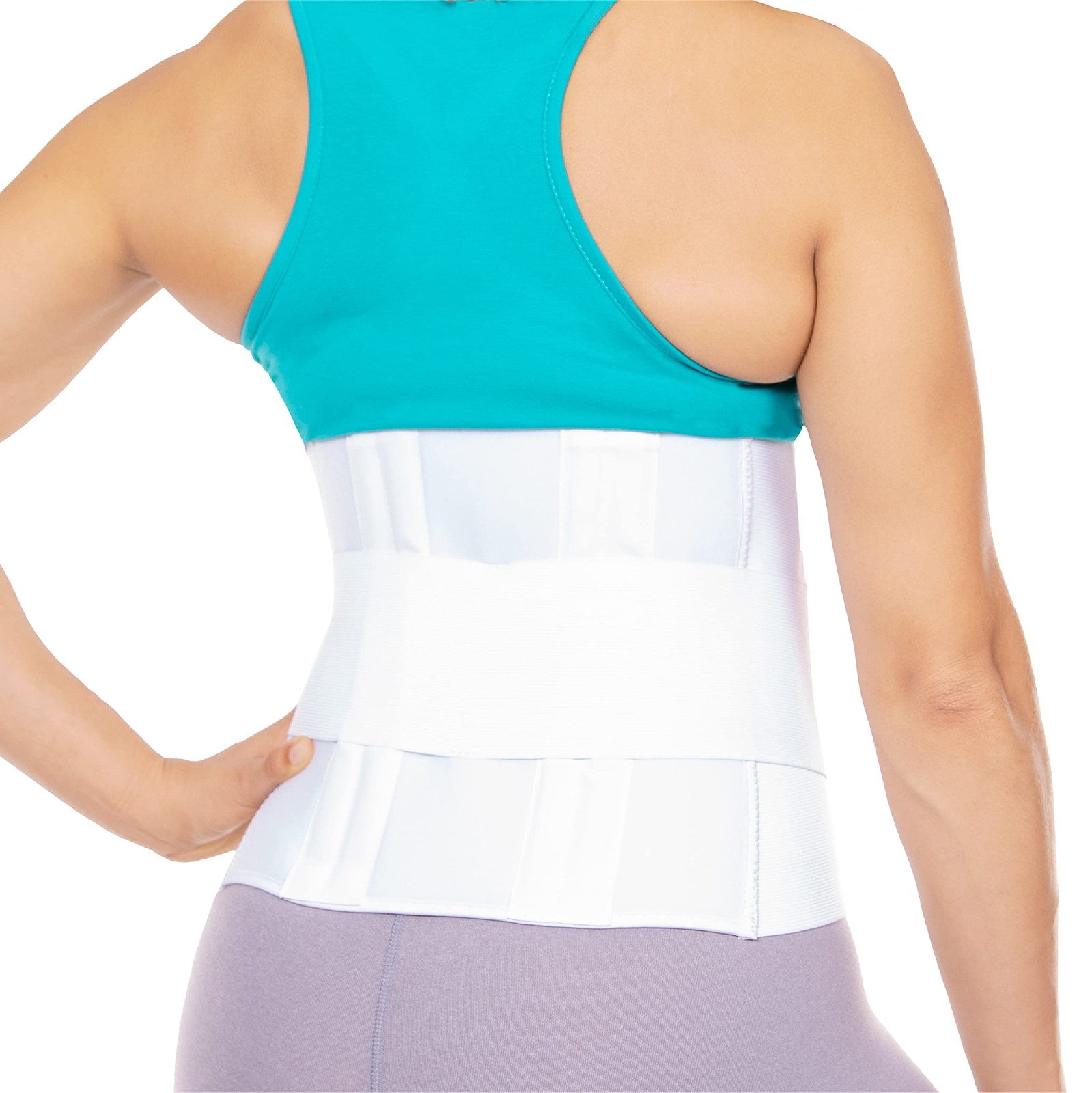 BraceAbility Lower Back Pain Brace – Wraparound Lumbar Support Belt S, White
