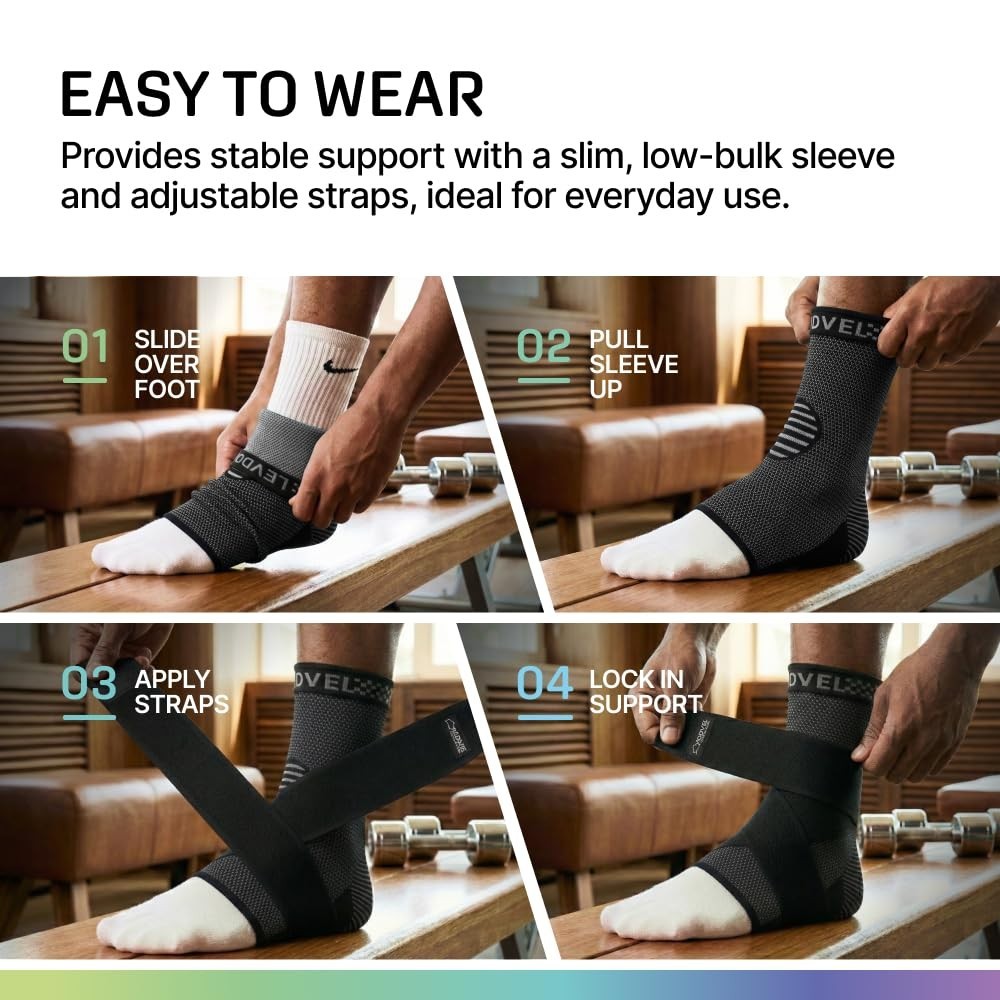 Adjustable Foot & Ankle Brace Socks – 2 Pack Compression Sleeves for Sprains, Pl