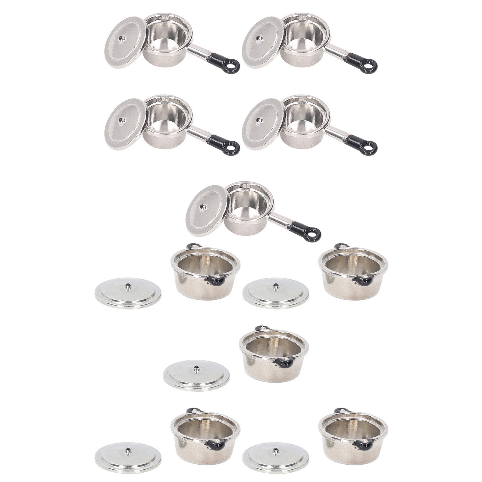 5Set Mini Soup Pot Model Simulated Cooking Toys Kitchen Tableware for 1:12 Doll