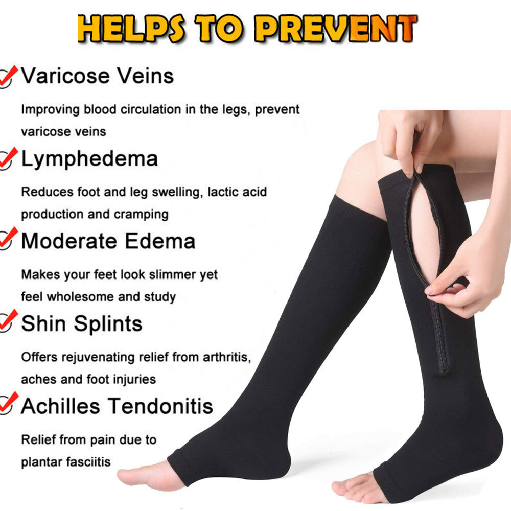 3pairs Socks For Compression Socks 20-30mmhg Men Women Circulation Recover Nylon