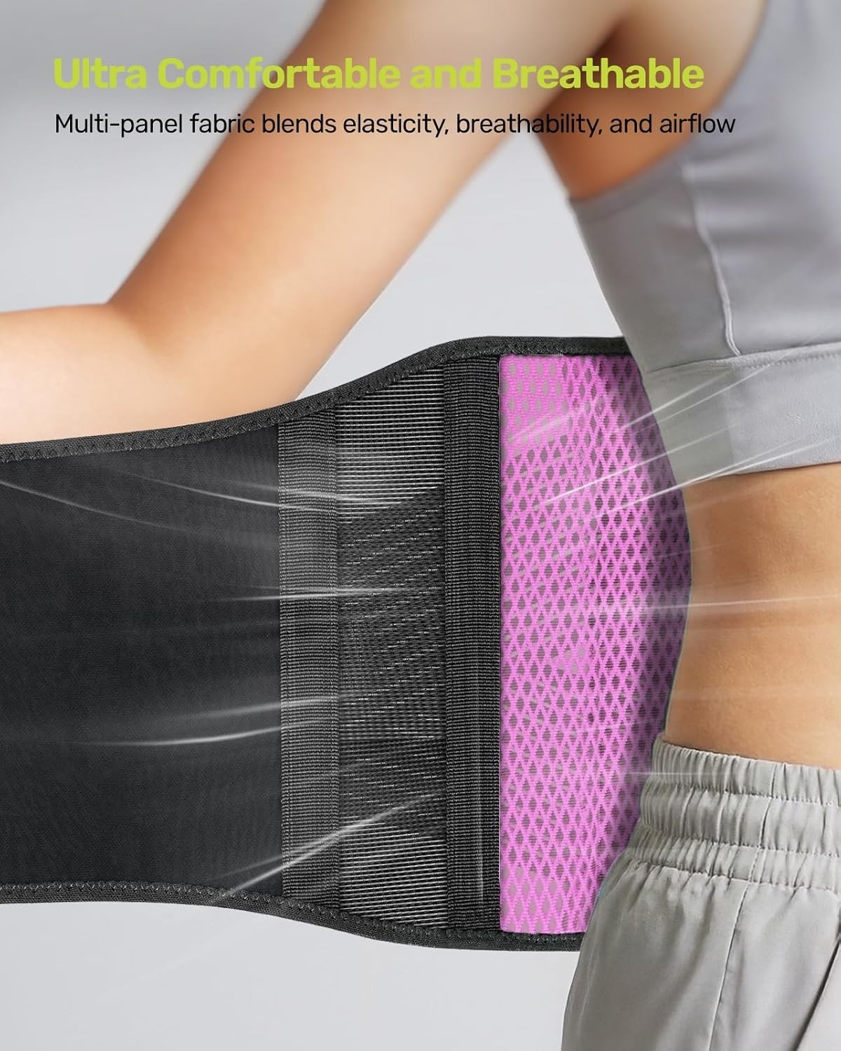 Lightweight Ergonomic Back Support Brace for Pain Relief – Breathable & Pink XXL