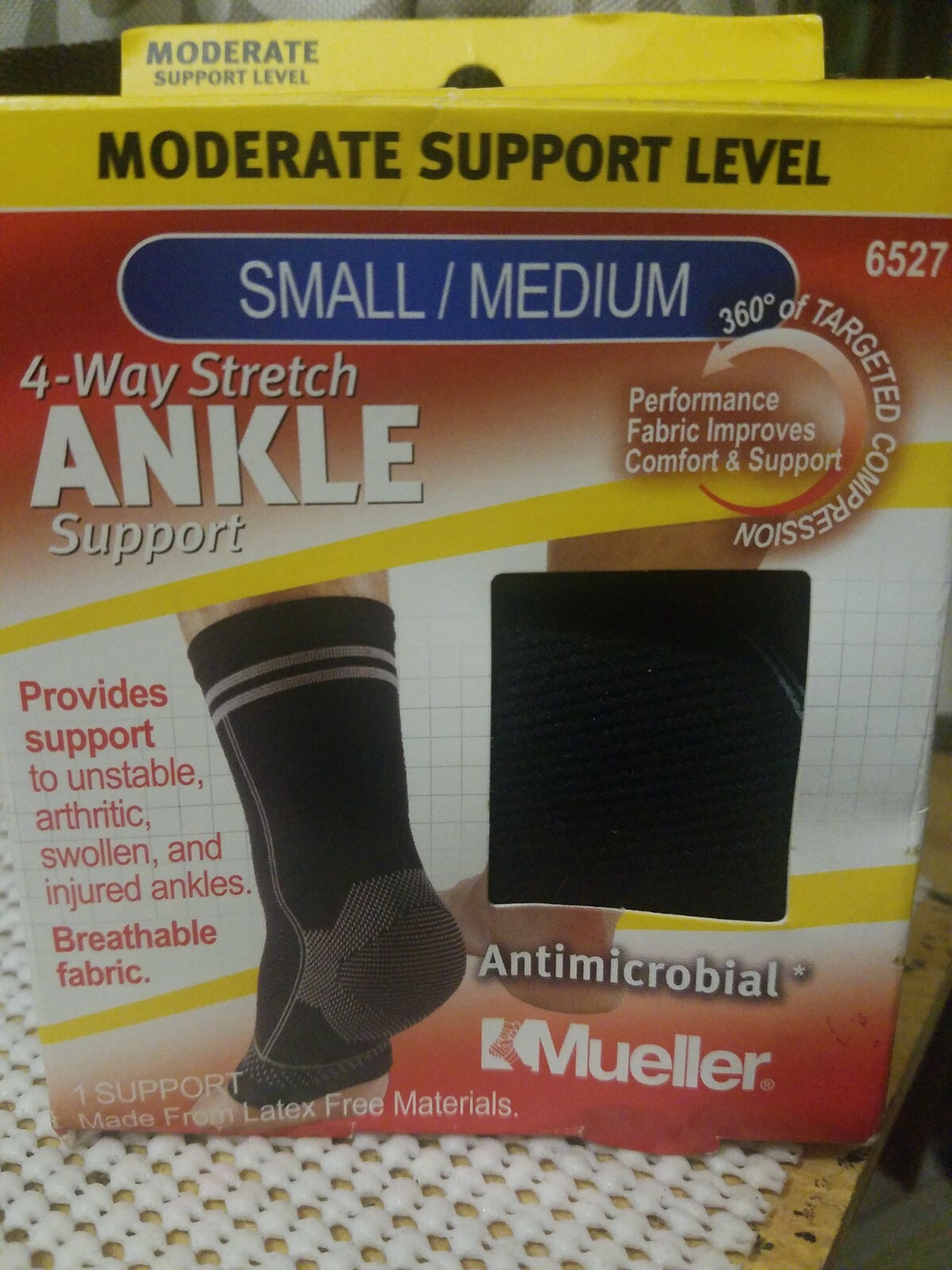 Mueller 4-Way Ankle Running Compression Support Arthritic Pain Relief Sm/Med