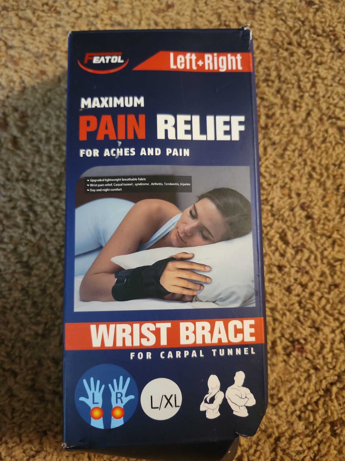 FEATOL Carpal Tunnel Wrist Brace Left And Right 2 Pack L/XL